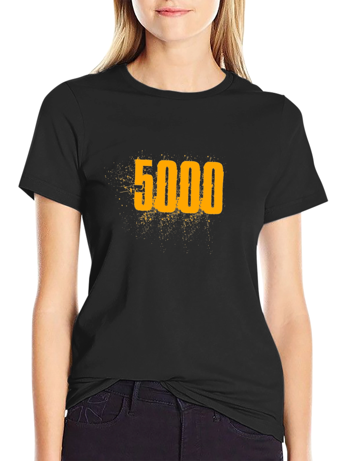 5000 Graphic Tee - Black Cotton Blend T-Shirt