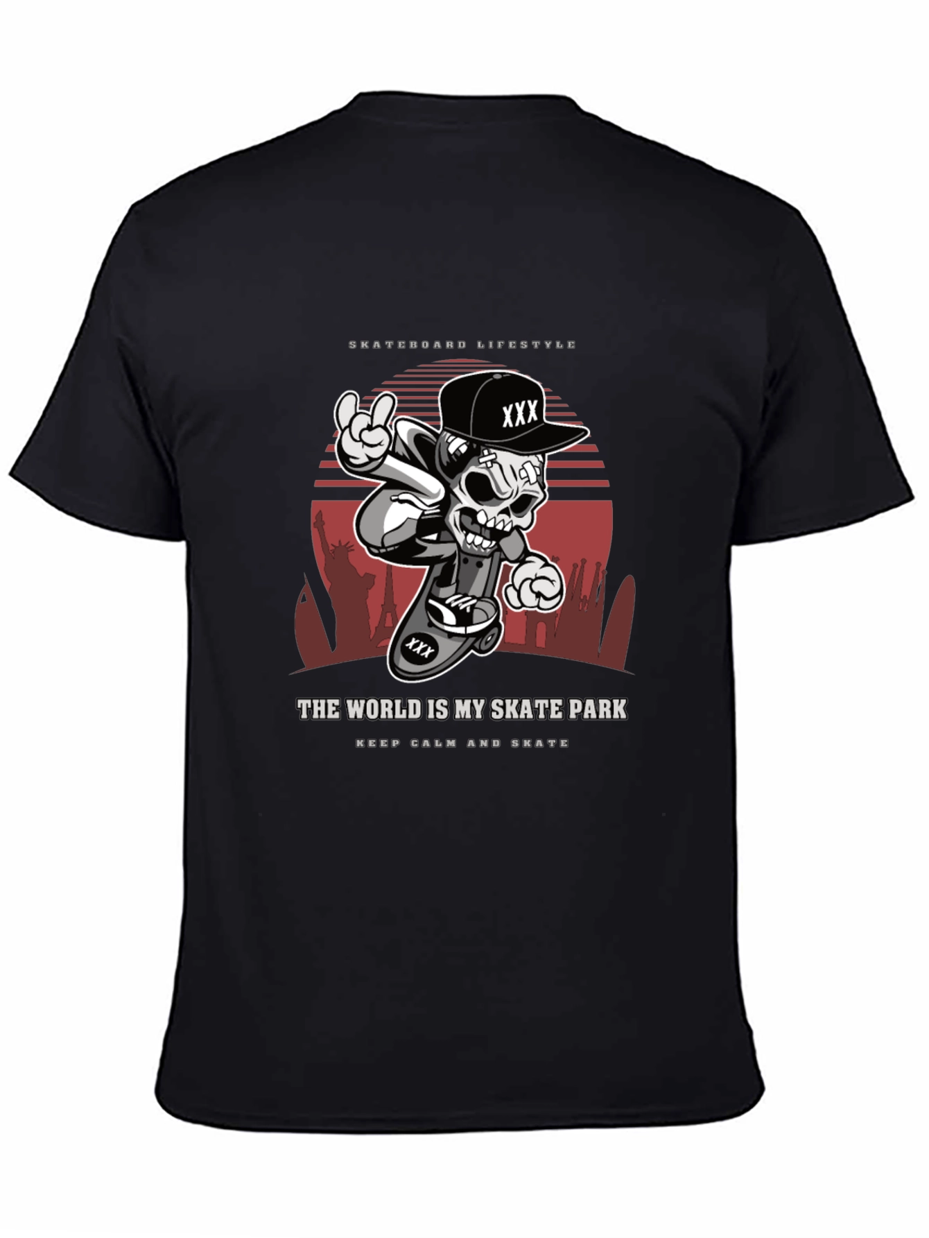 Skateboarding Lifestyle T-Shirt - Skull Design