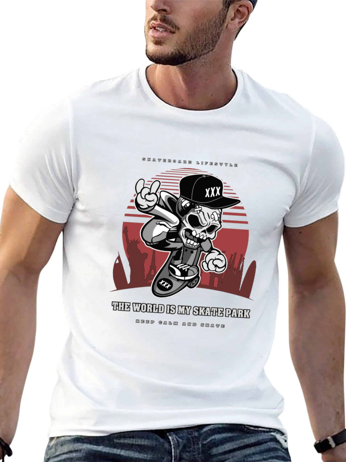 Skateboarding Lifestyle T-Shirt - Skull Design