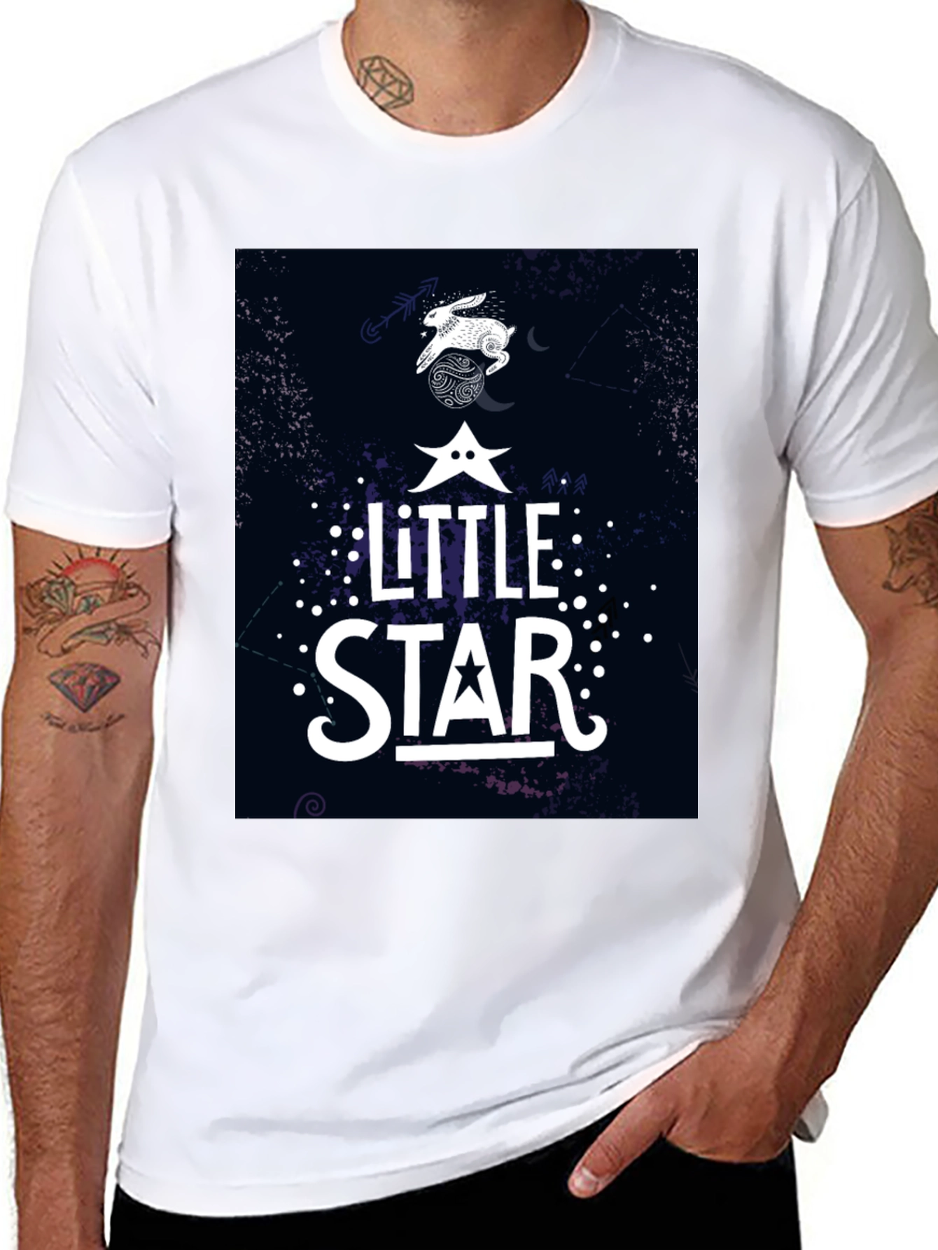 Little Star Graphic Print Black T-Shirt