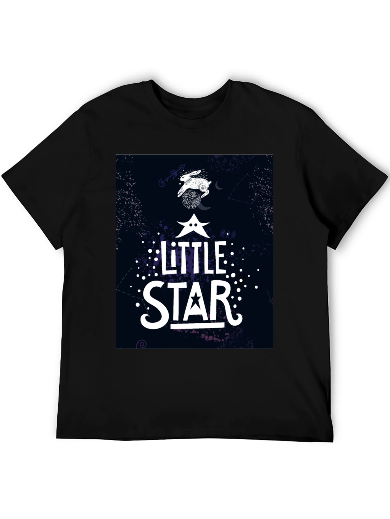Little Star Graphic Print Black T-Shirt