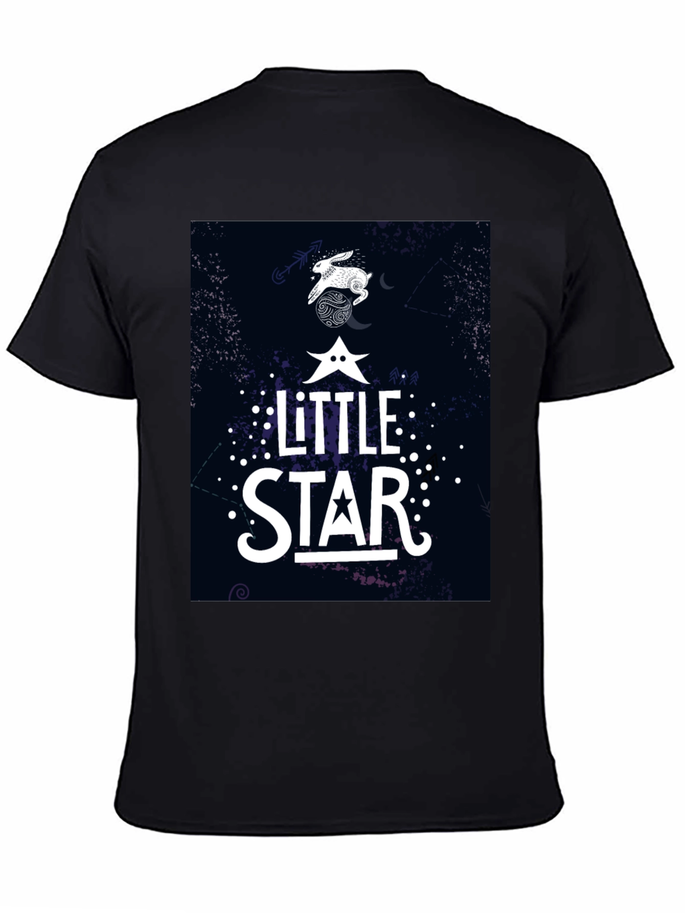 Little Star Graphic Print Black T-Shirt