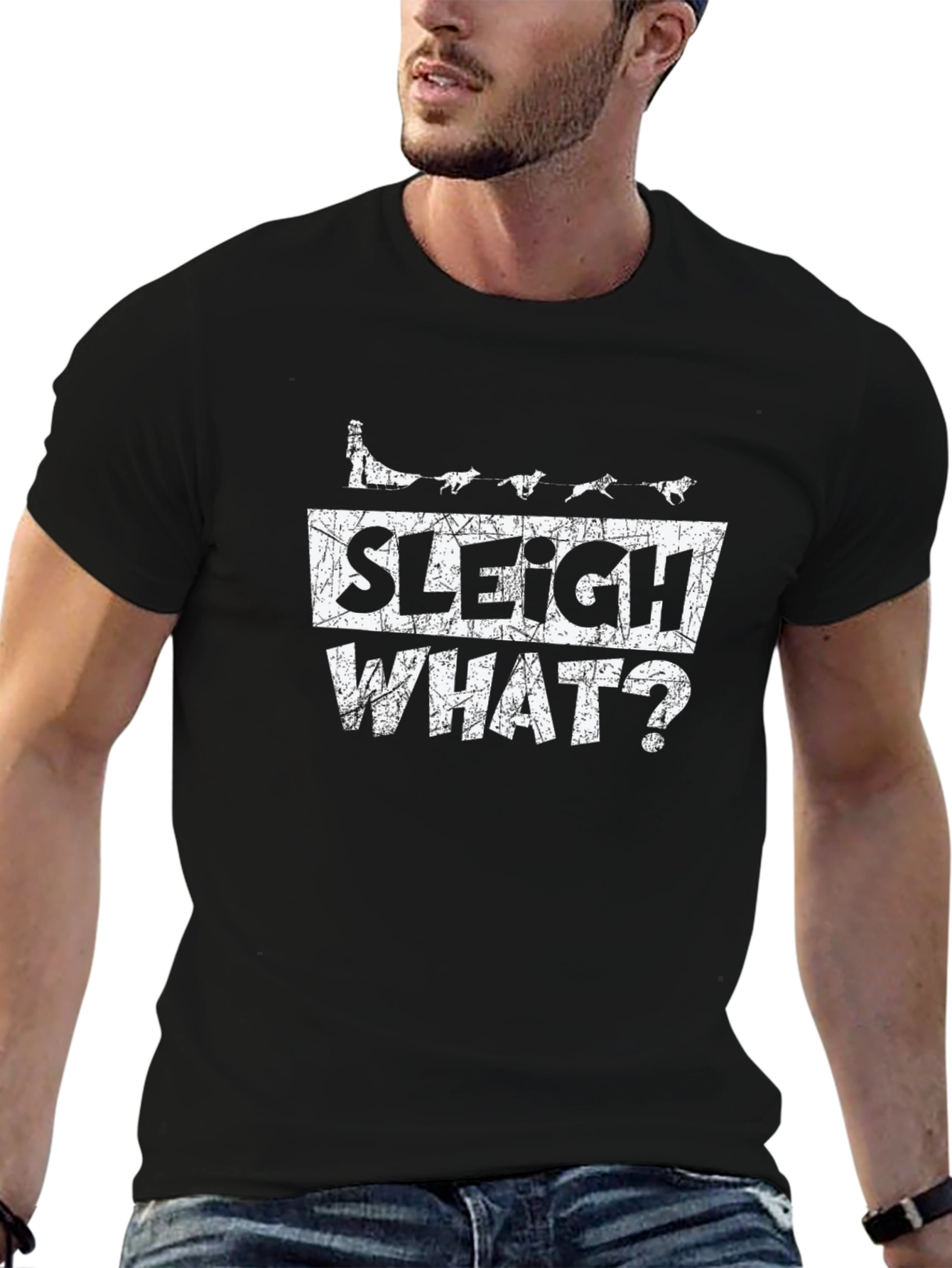 Sleigh What? Graphic T-Shirt - Funny Christmas Tee