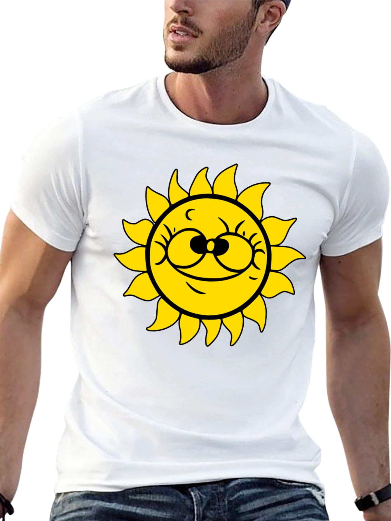 Smiling Sun Graphic Black T-Shirt