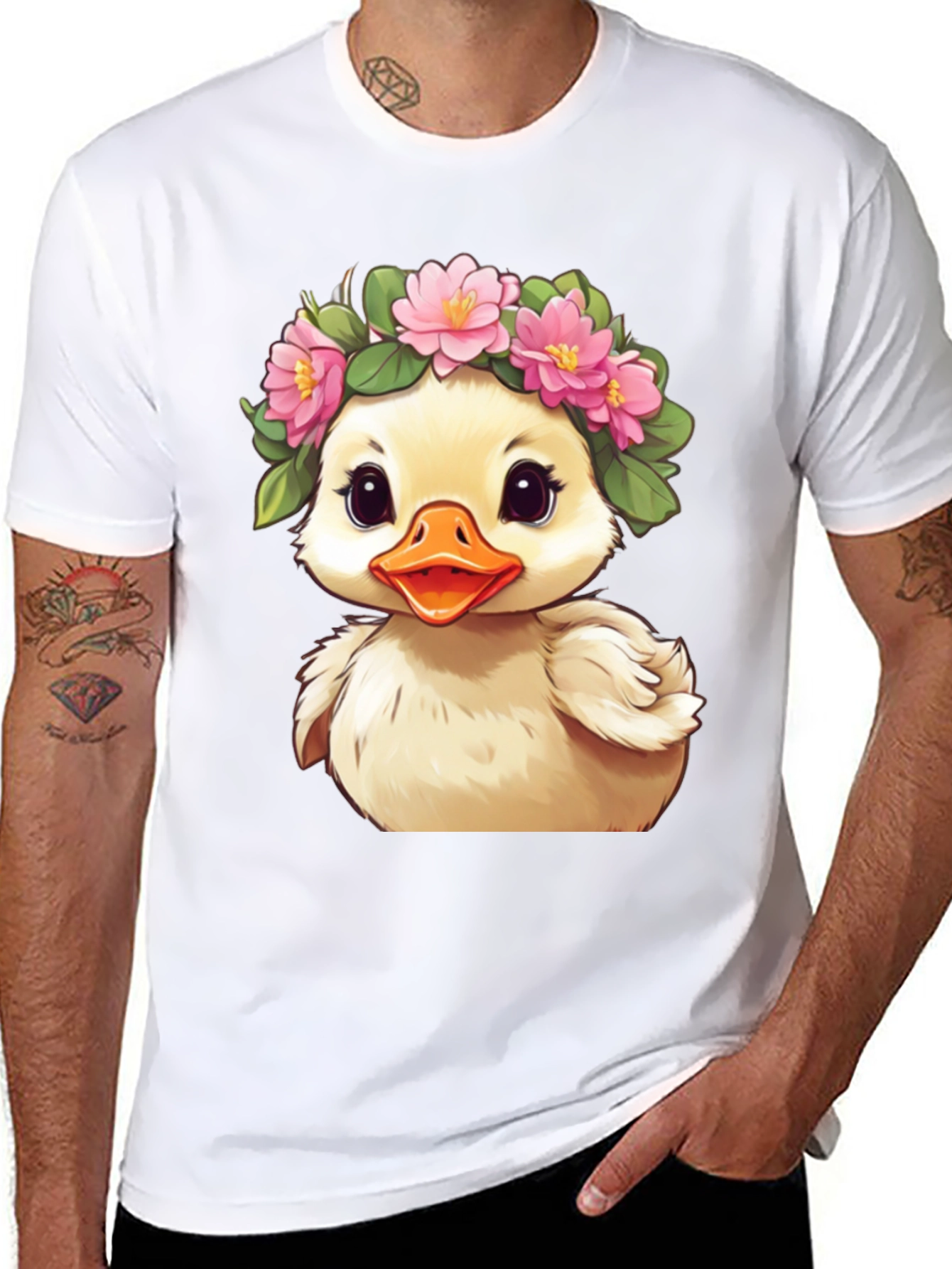 Duckling with Flower Crown Graphic Tee
