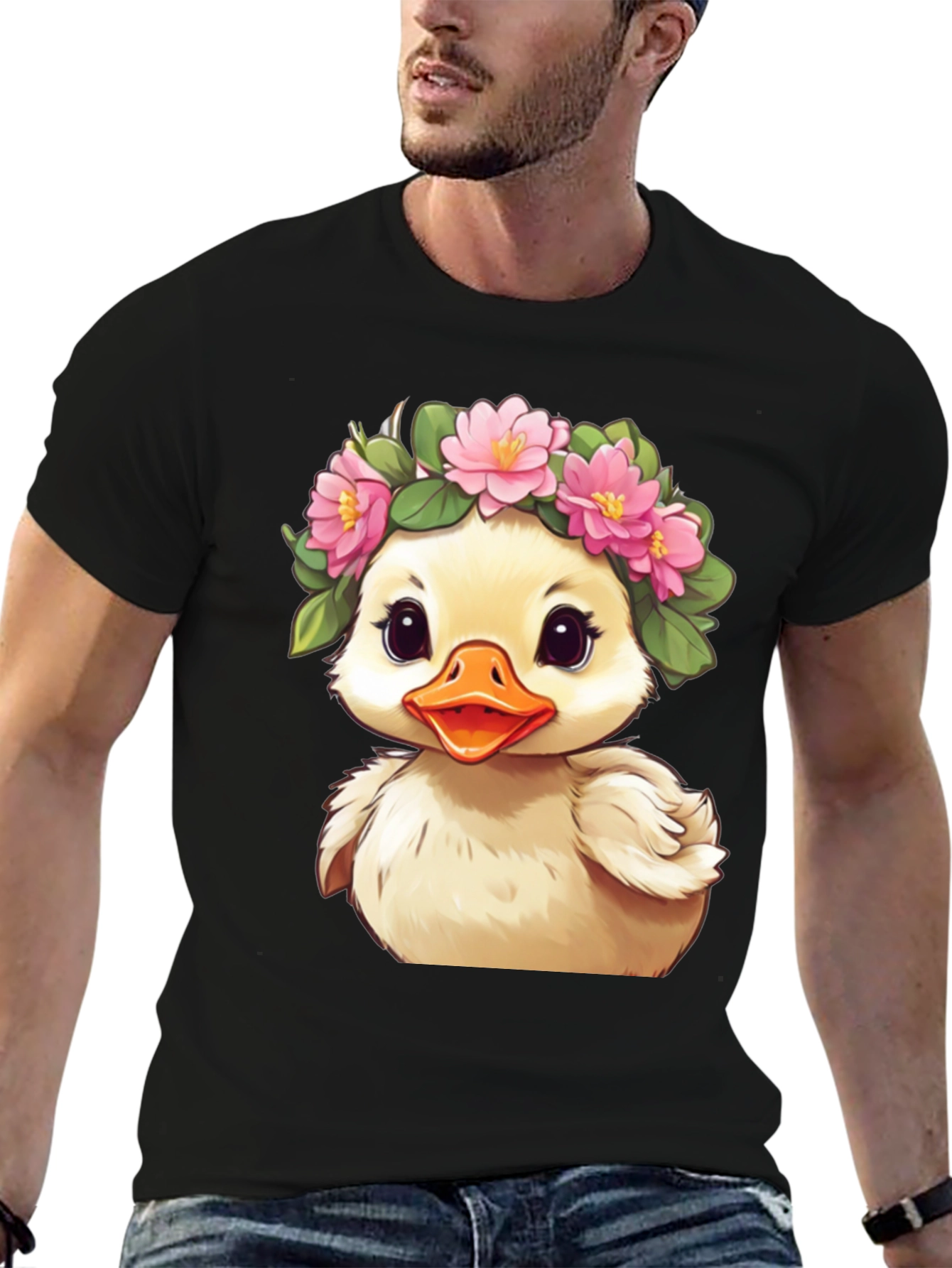 Duckling with Flower Crown Graphic Tee