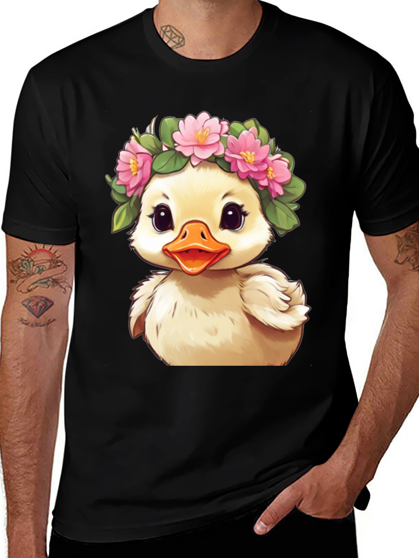 Duckling with Flower Crown Graphic Tee