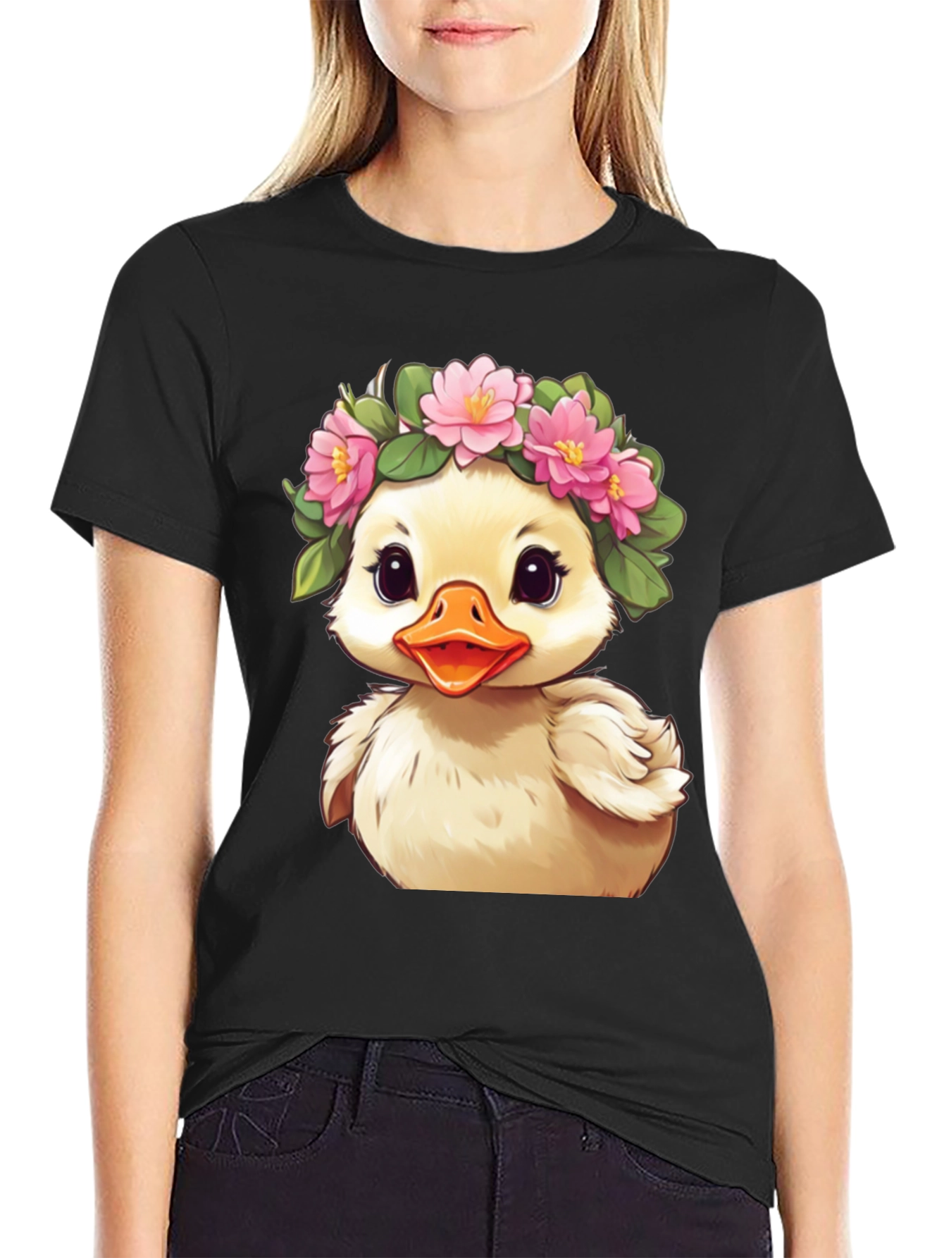 Duckling with Flower Crown Graphic Tee