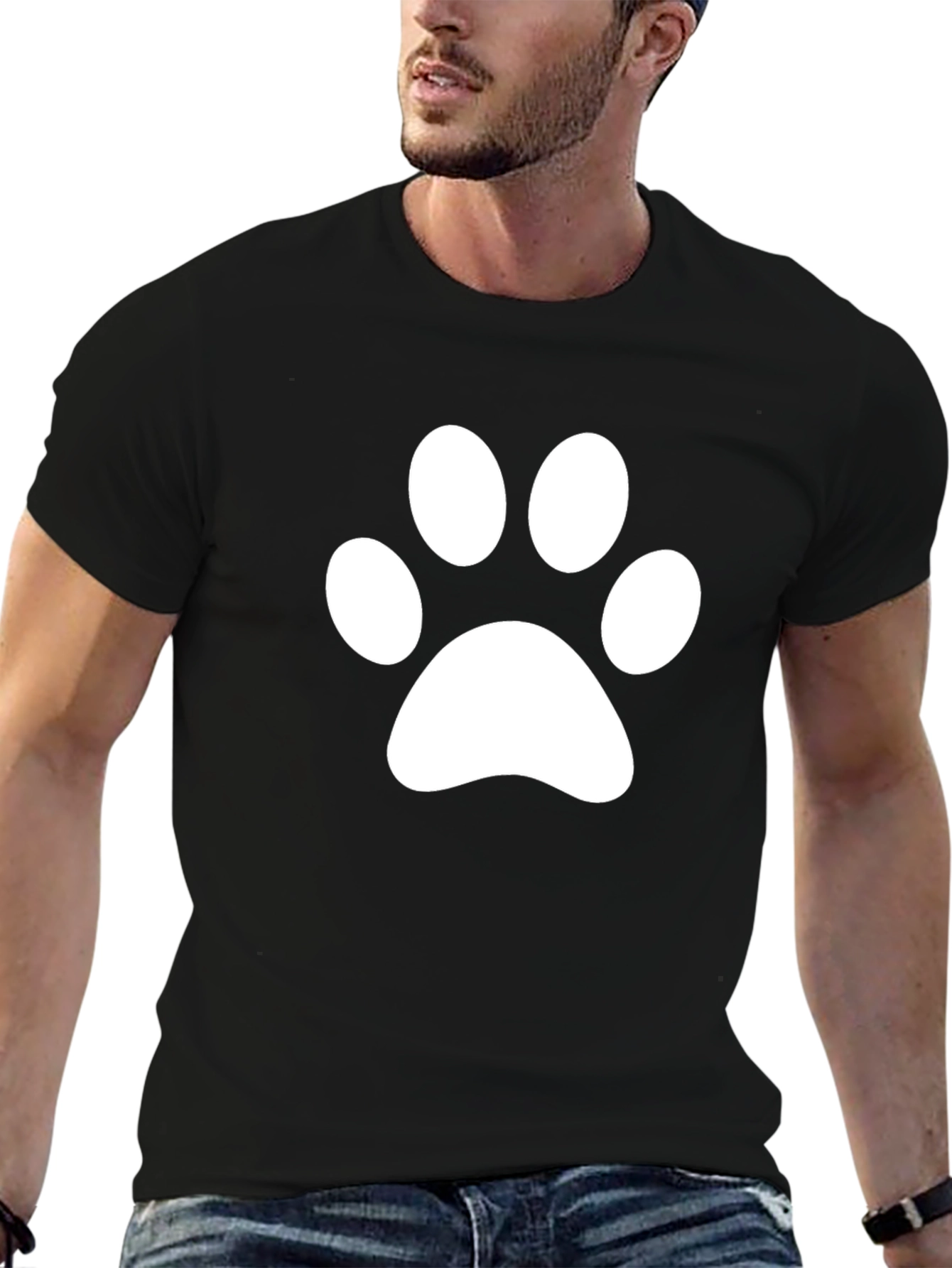 Paw Print T-Shirt - Black Cotton Blend
