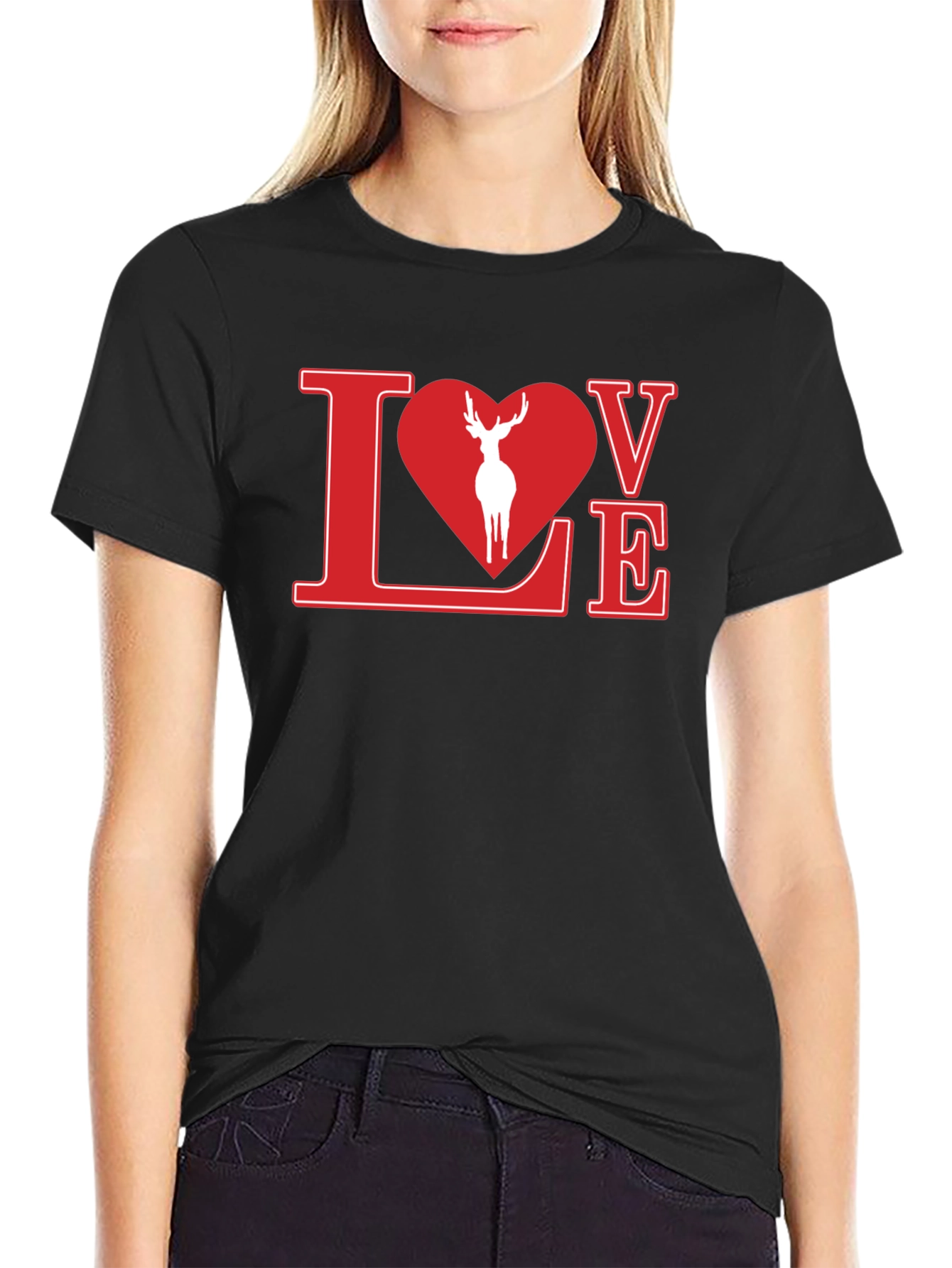 Love Deer Graphic Tee - Stylish Black Shirt