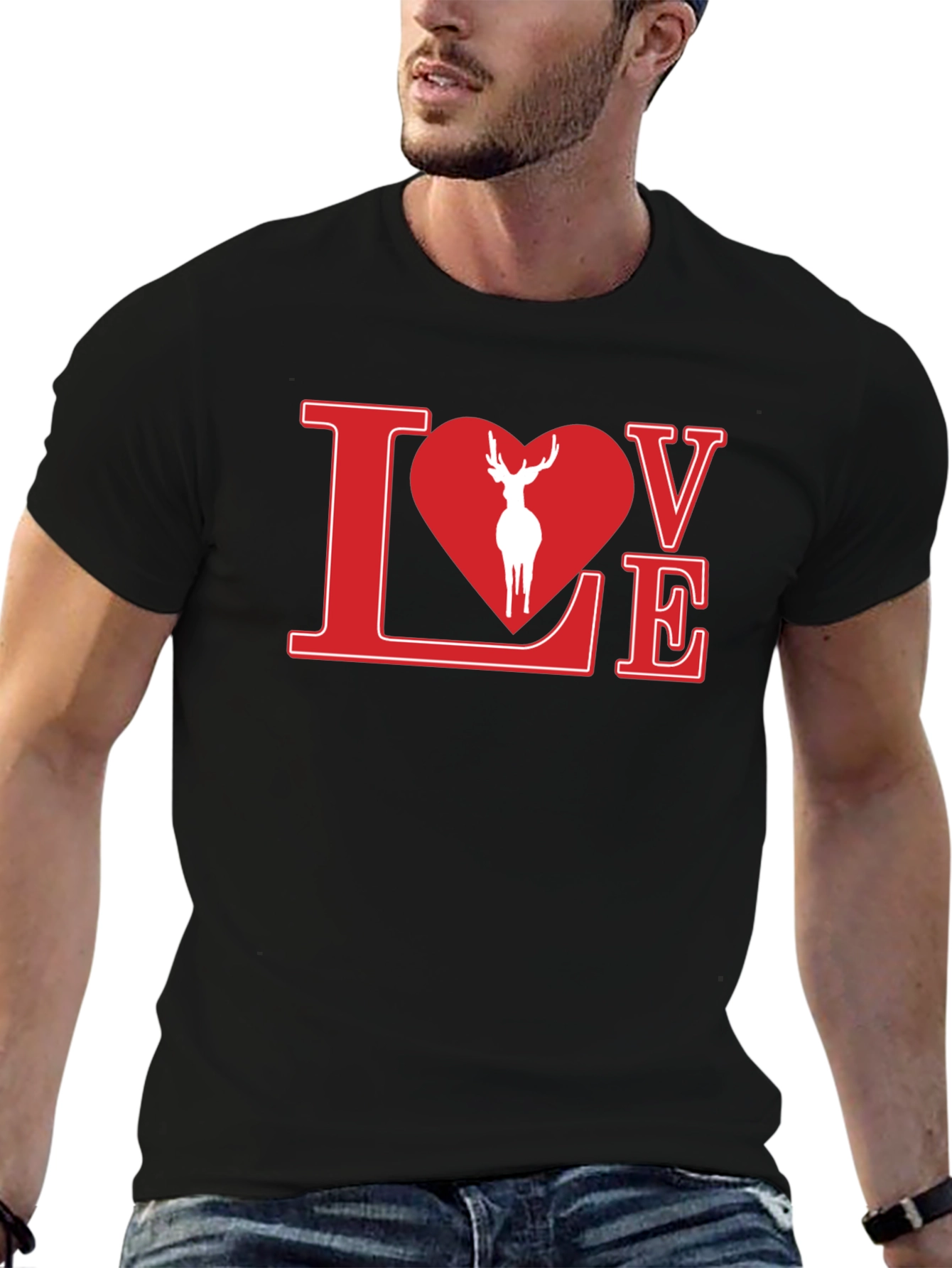 Love Deer Graphic Tee - Stylish Black Shirt
