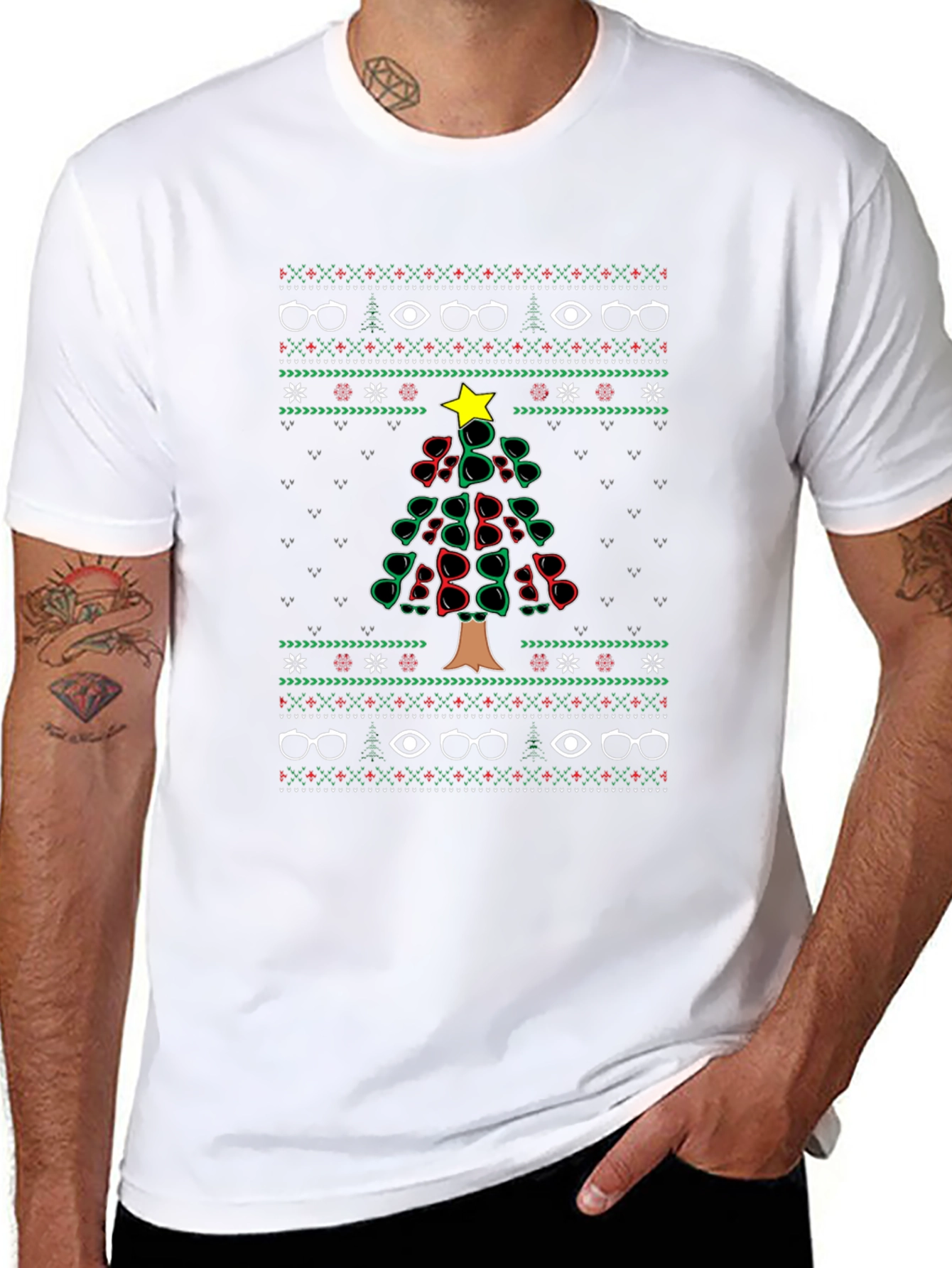 Christmas Glasses Tree Ugly Sweater T-Shirt