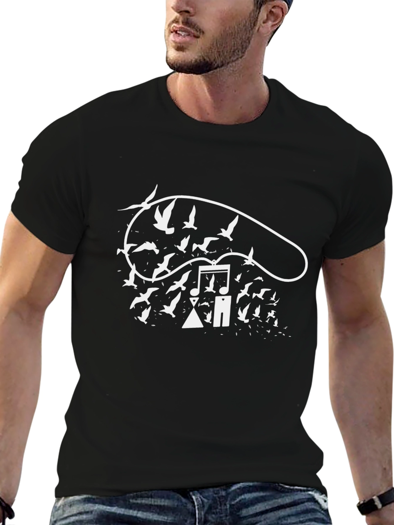 Birds & Music Black Graphic Tee