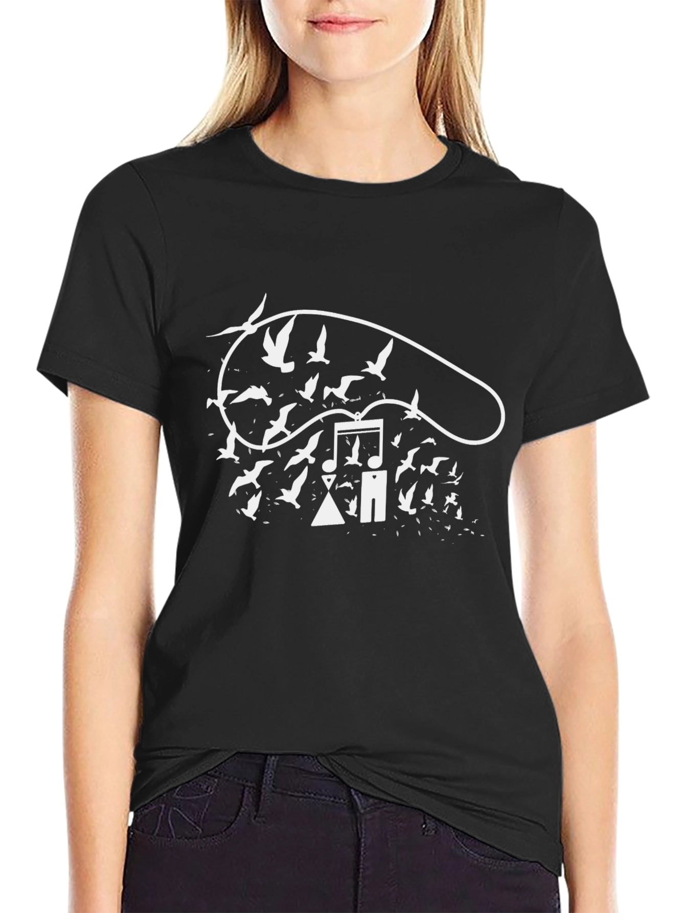 Birds & Music Black Graphic Tee