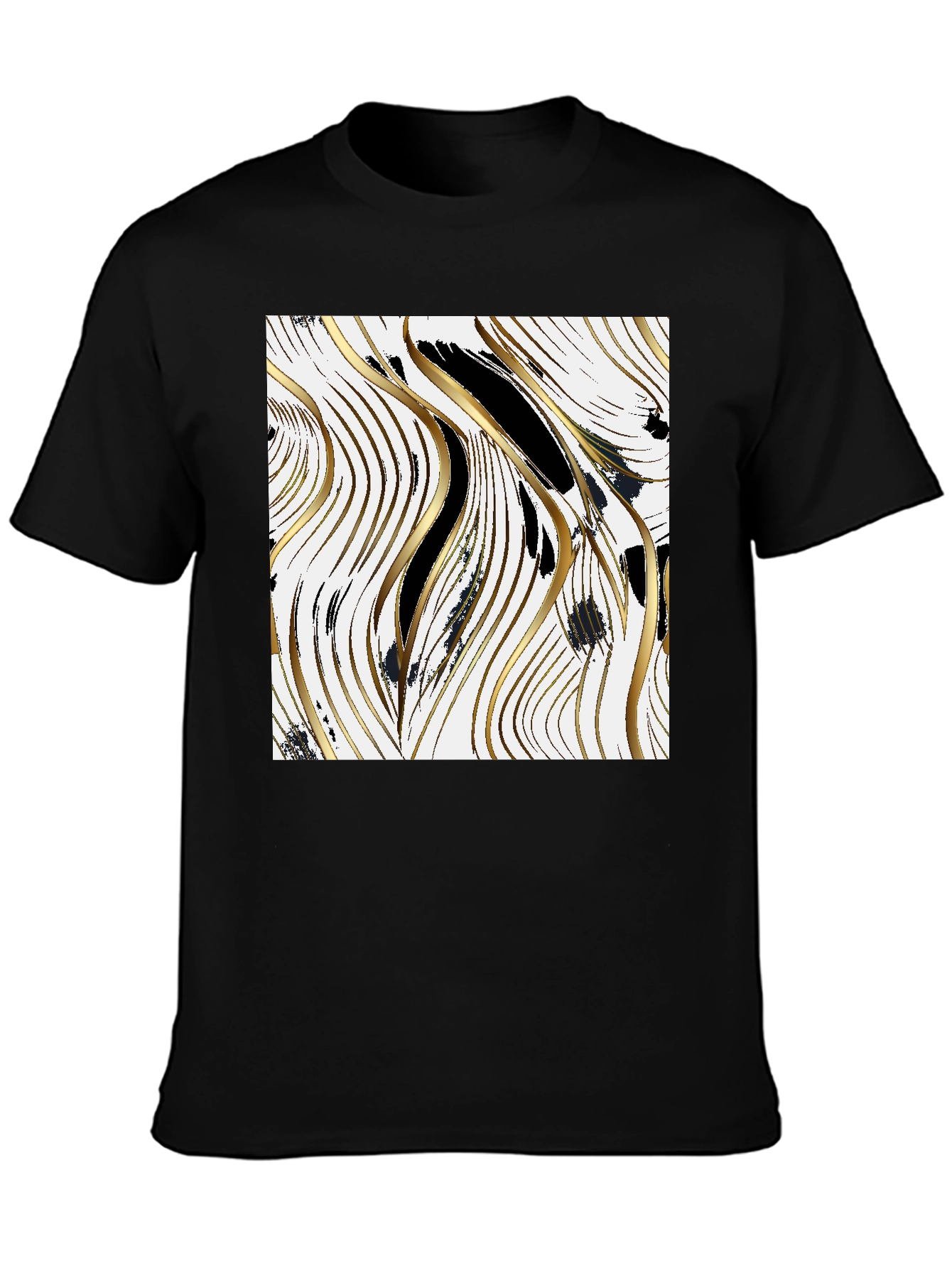 Abstract Gold & Black Graphic T-Shirt