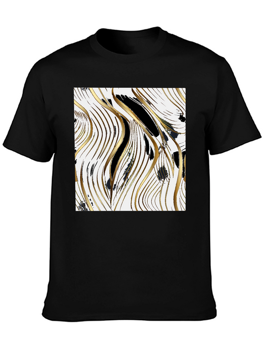 Abstract Gold & Black Graphic T-Shirt