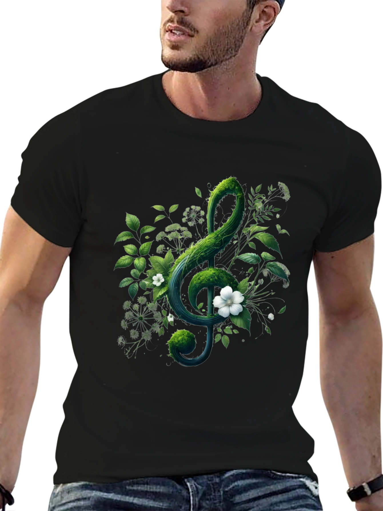 Nature Treble Clef Black T-Shirt