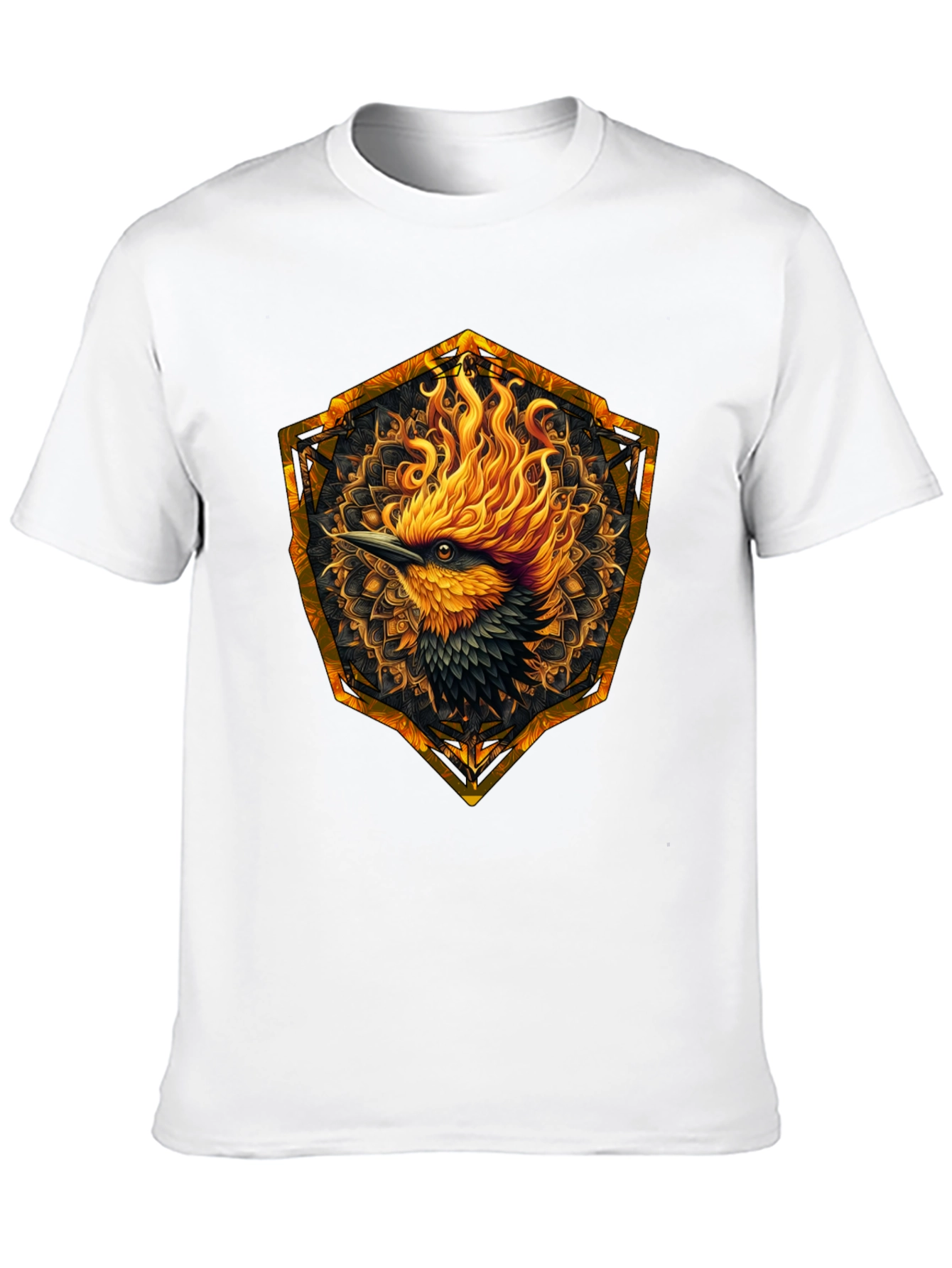 Fiery Phoenix Graphic Tee - Black Cotton Blend