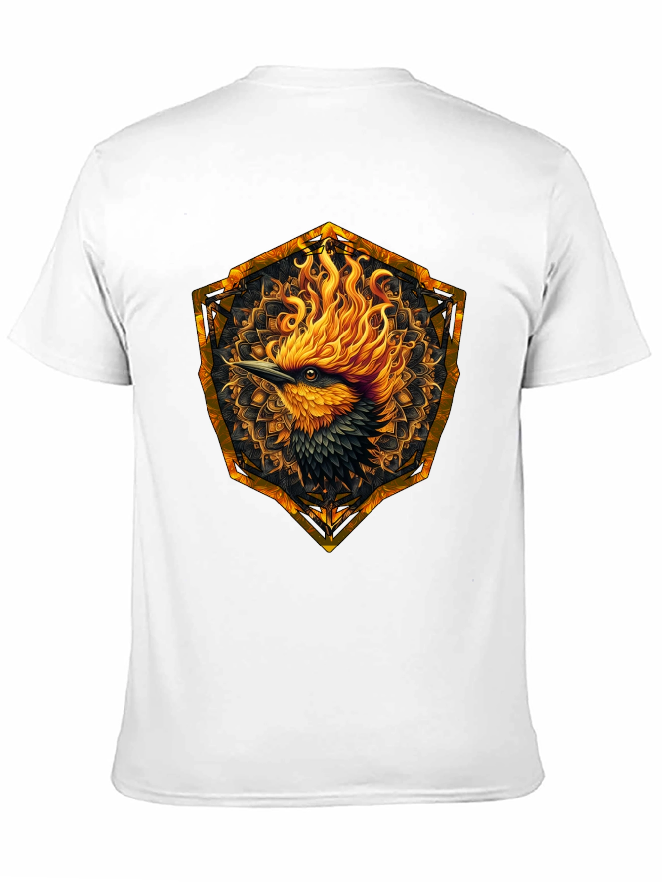 Fiery Phoenix Graphic Tee - Black Cotton Blend