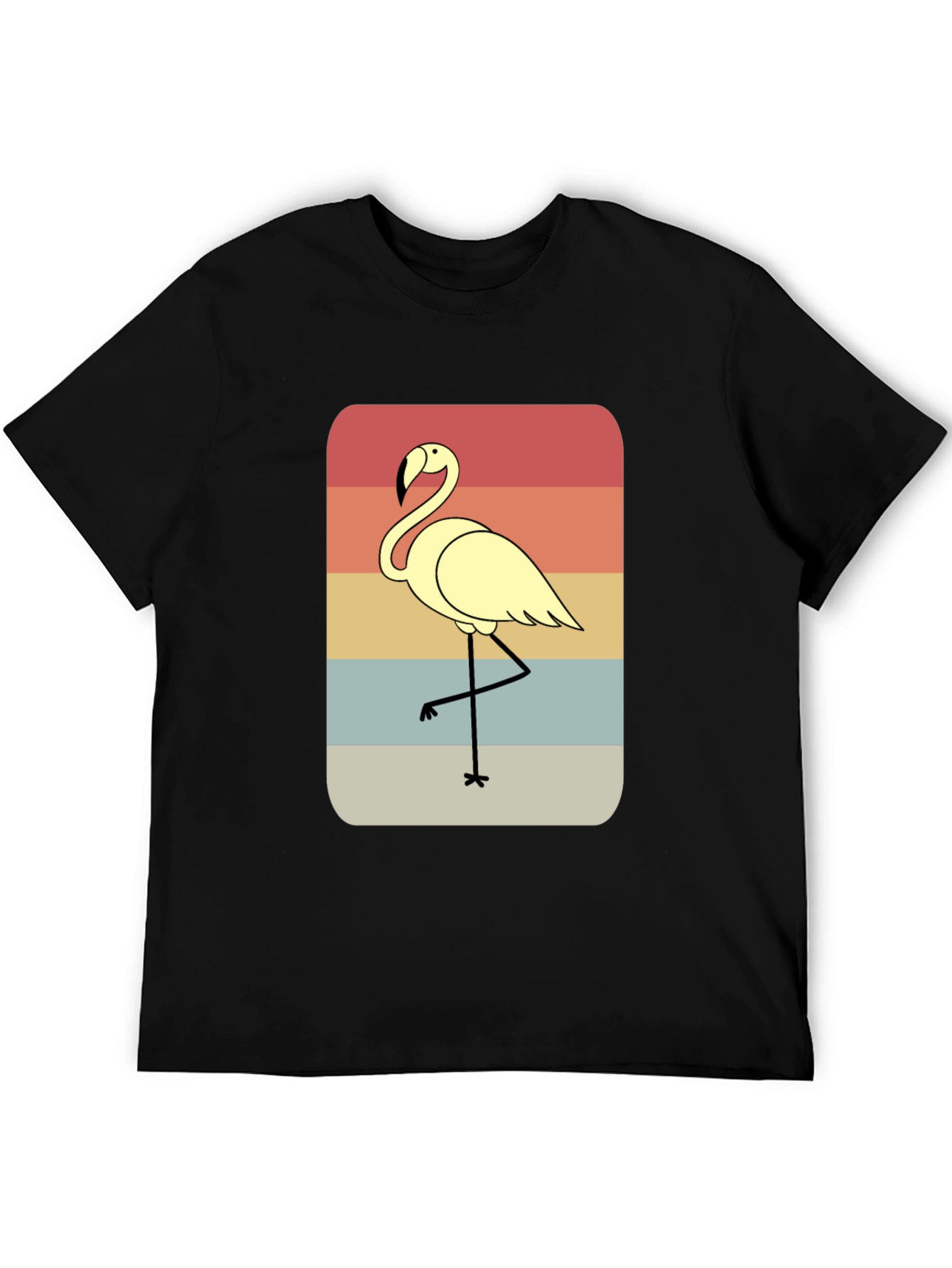 Retro Flamingo T-Shirt - Black Casual Tee