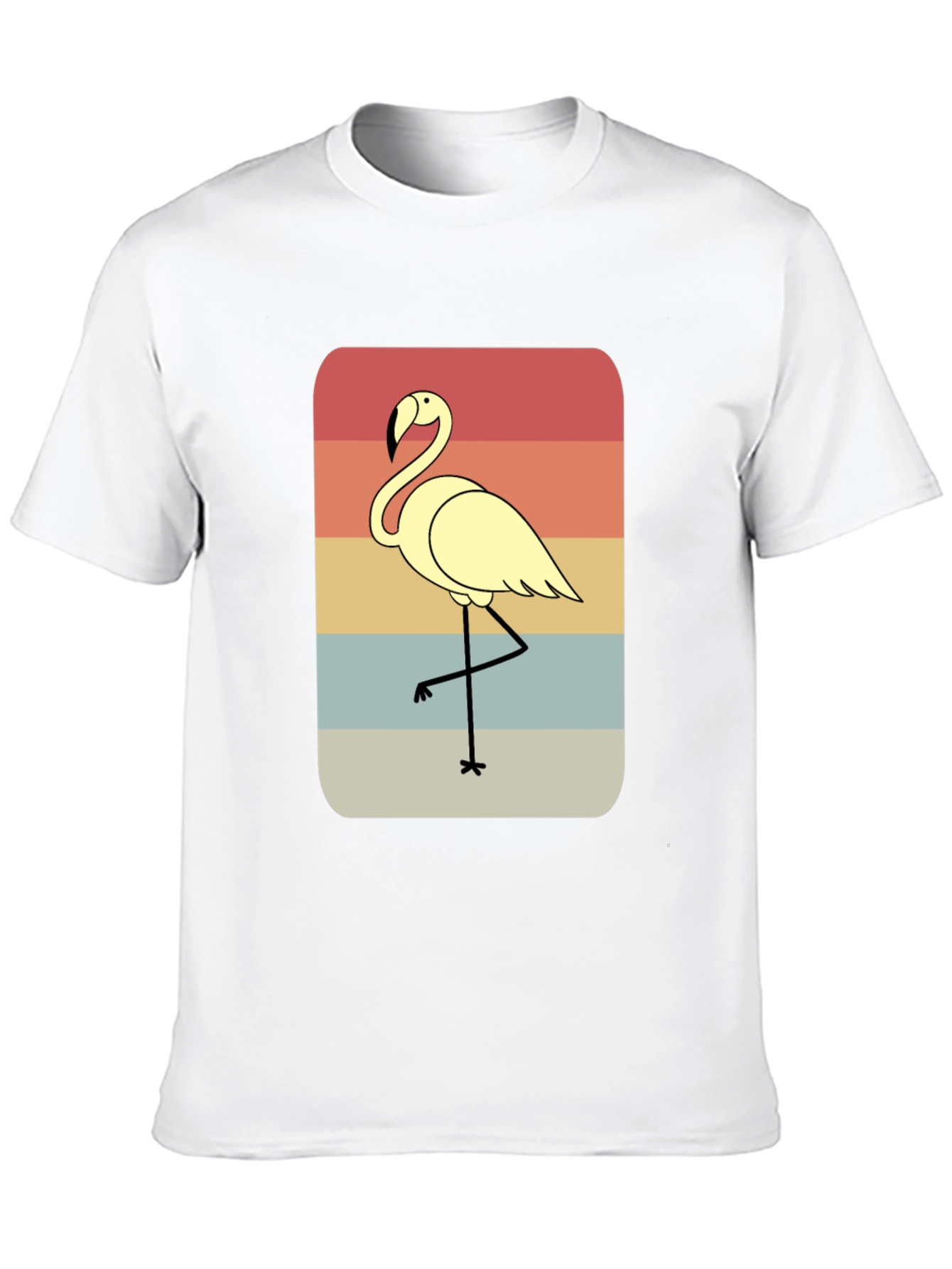 Retro Flamingo T-Shirt - Black Casual Tee