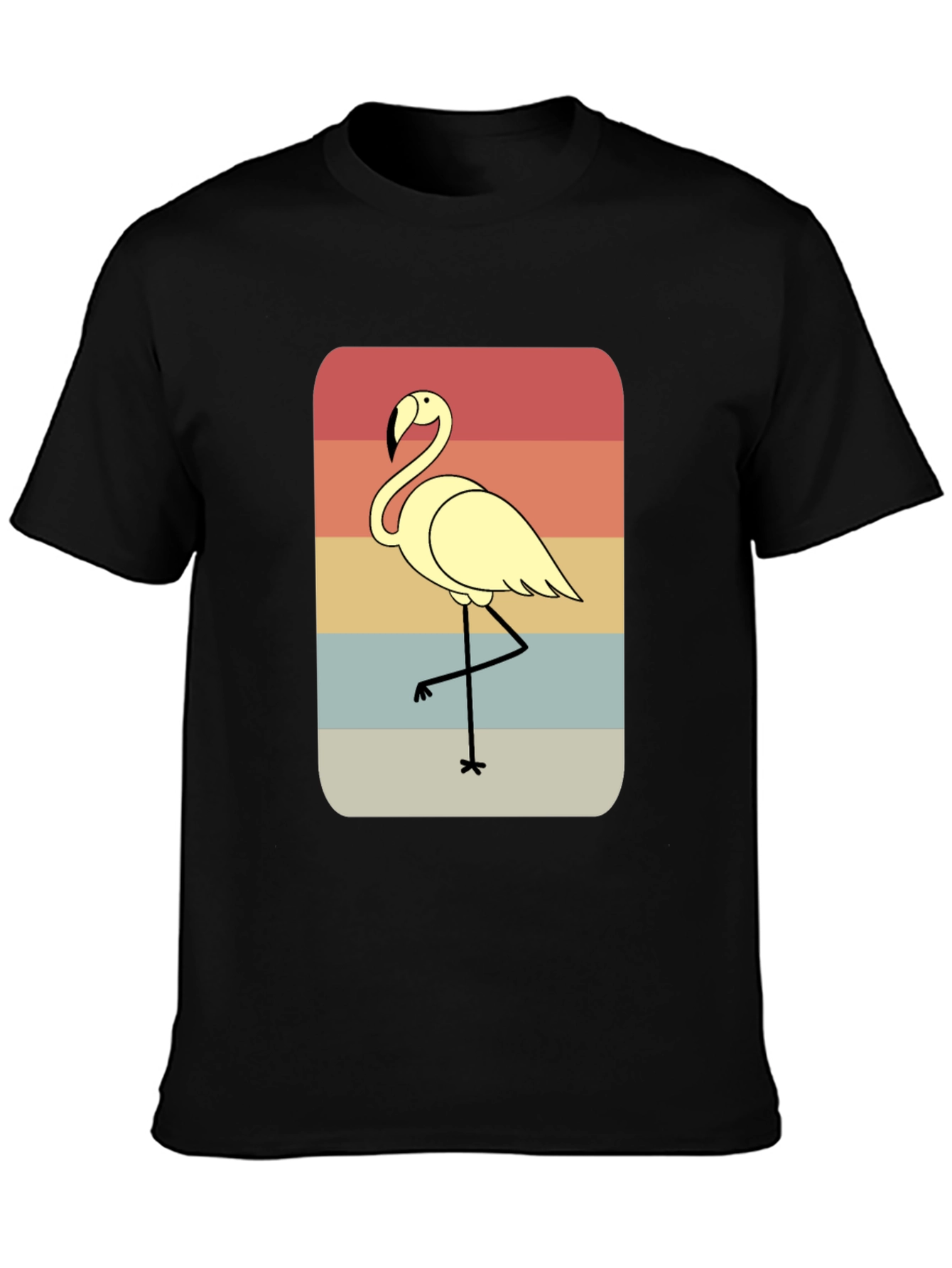 Retro Flamingo T-Shirt - Black Casual Tee