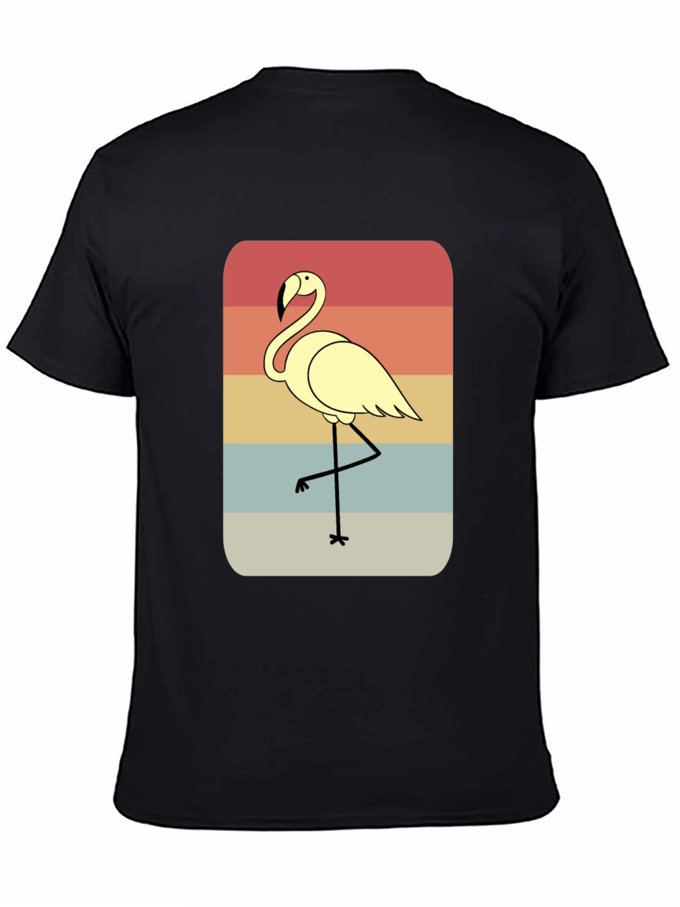 Retro Flamingo T-Shirt - Black Casual Tee