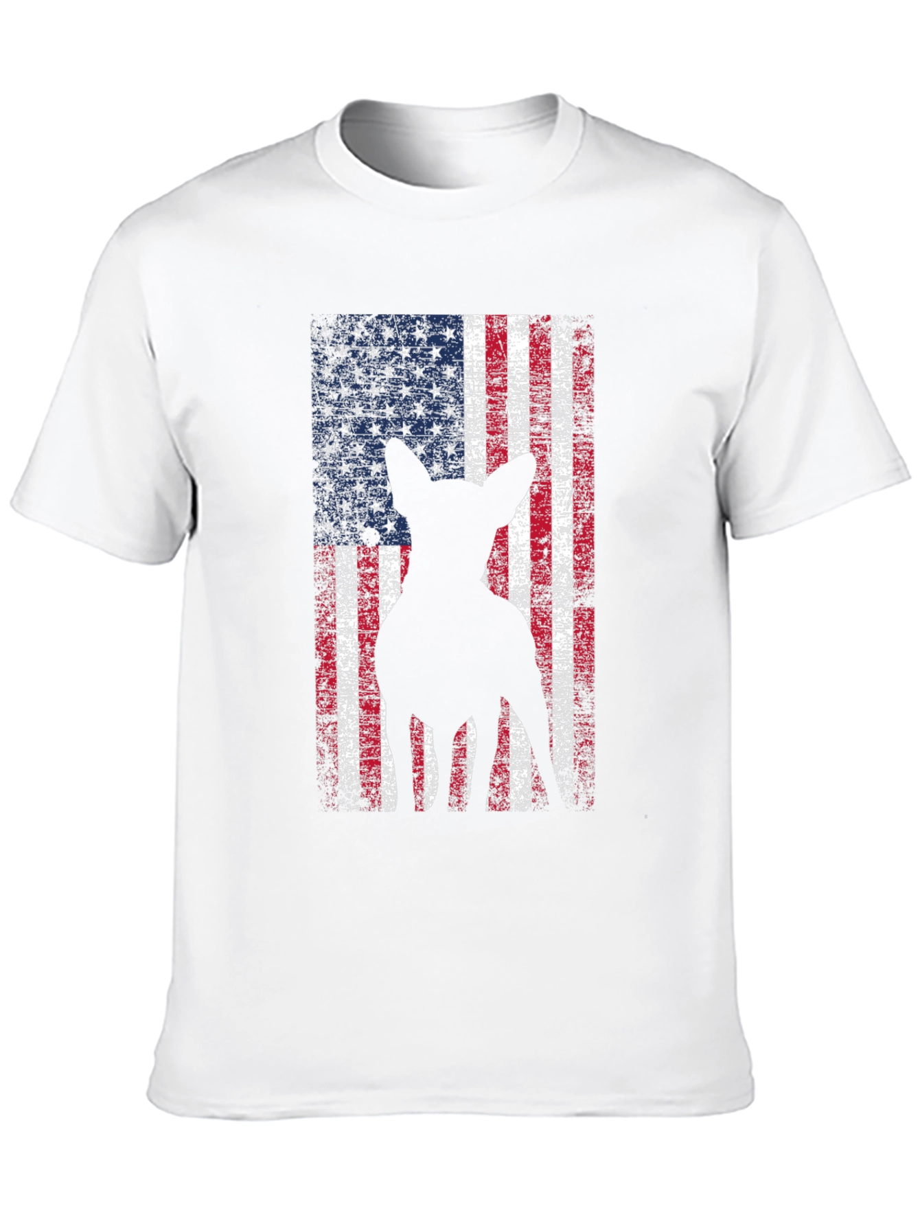 Patriotic Dog Graphic Tee - American Flag Design