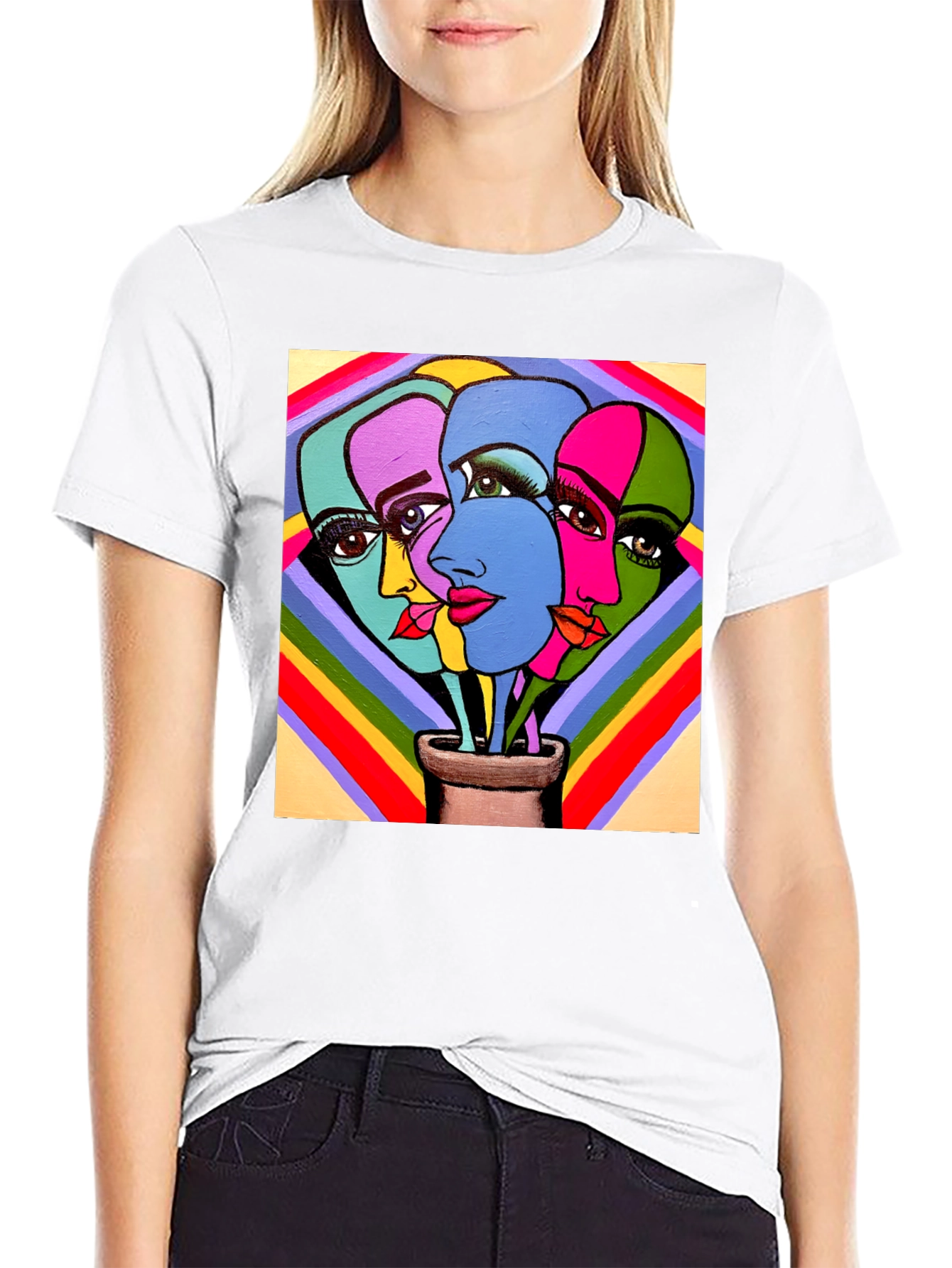 Abstract Faces Graphic Tee - Stylish Unisex T-Shirt