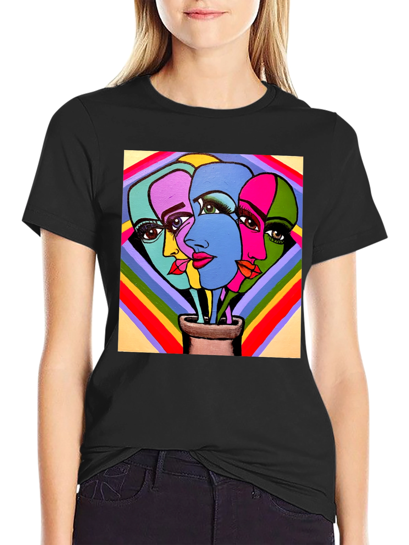 Abstract Faces Graphic Tee - Stylish Unisex T-Shirt