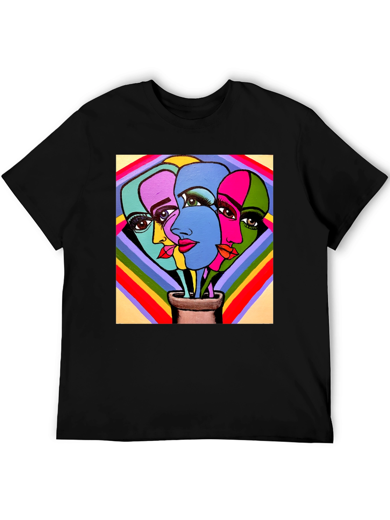 Abstract Faces Graphic Tee - Stylish Unisex T-Shirt