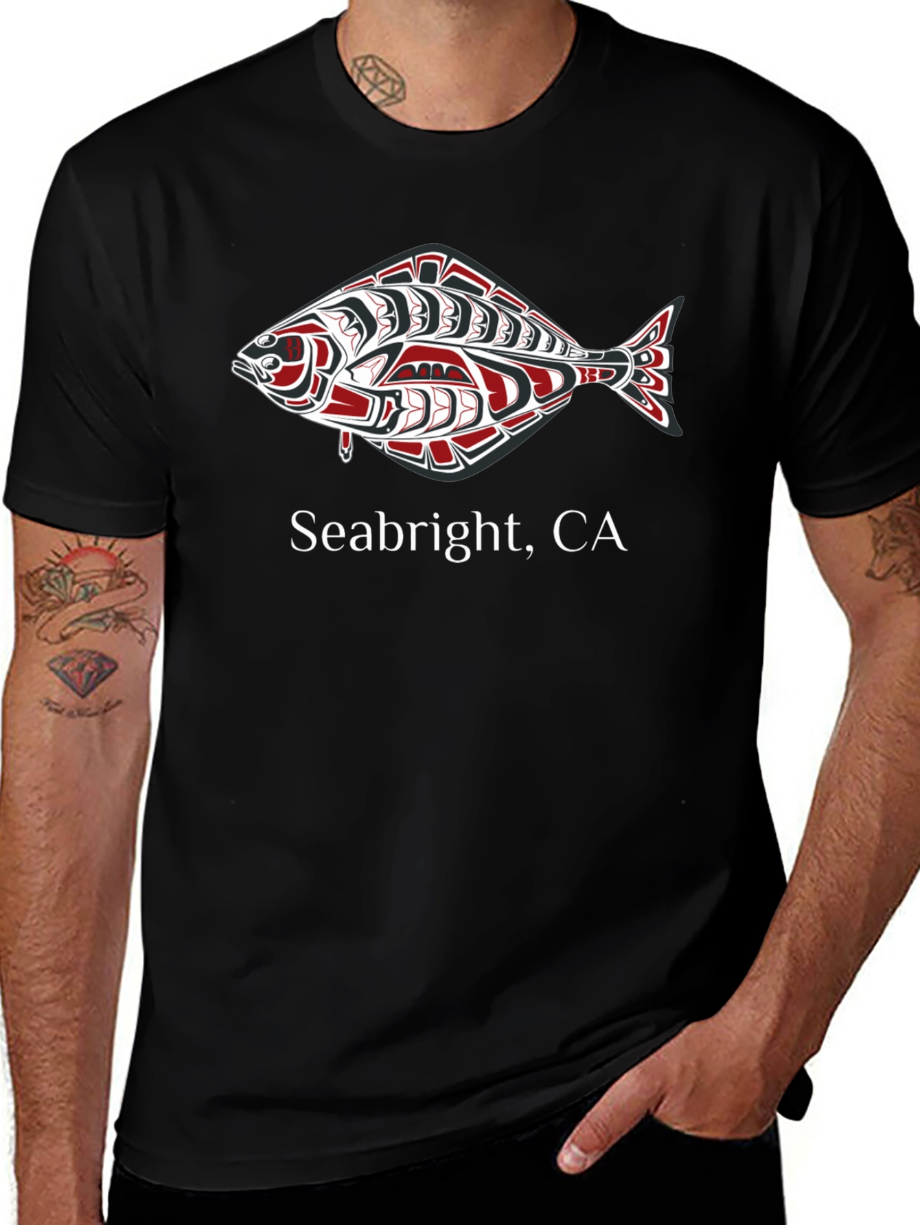 Seabright CA Graphic Tee - Native Art Fish Design