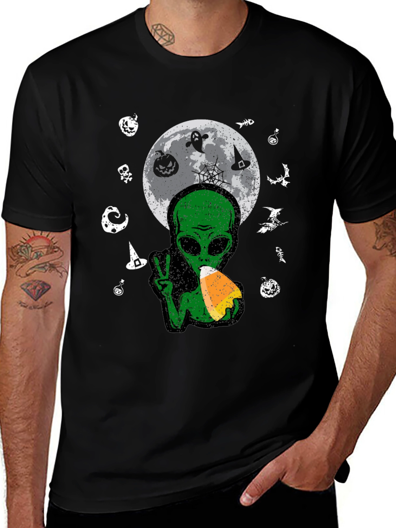 Alien Halloween Moon T-Shirt