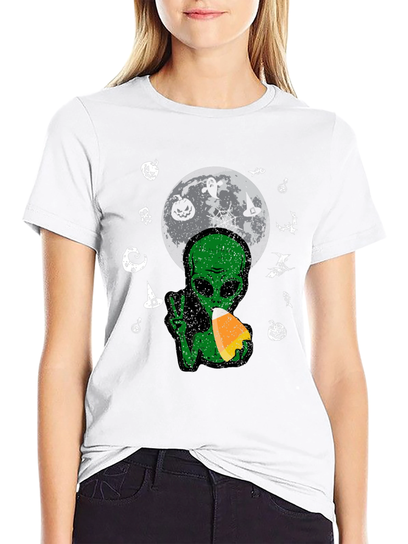 Alien Halloween Moon T-Shirt