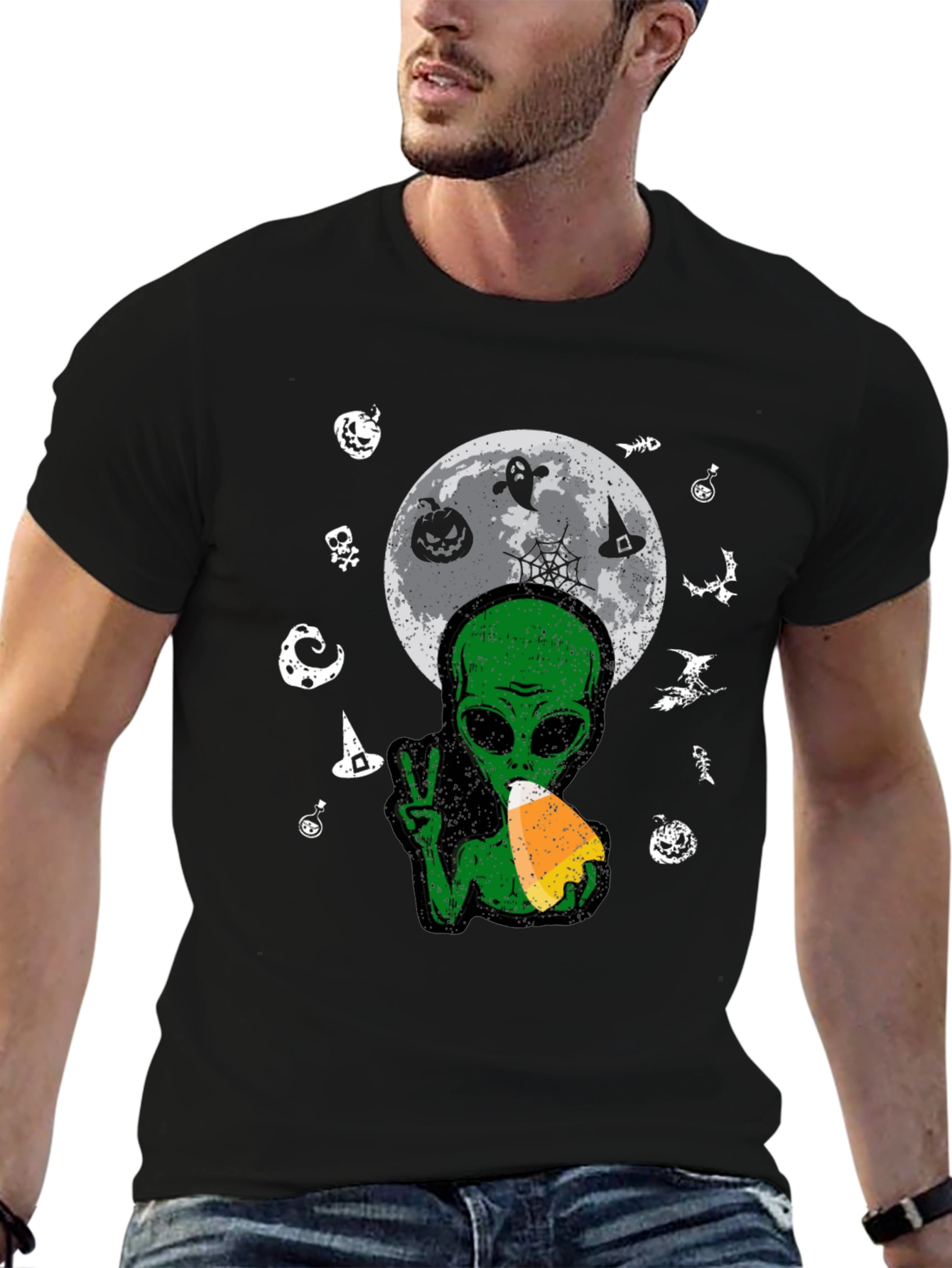 Alien Halloween Moon T-Shirt