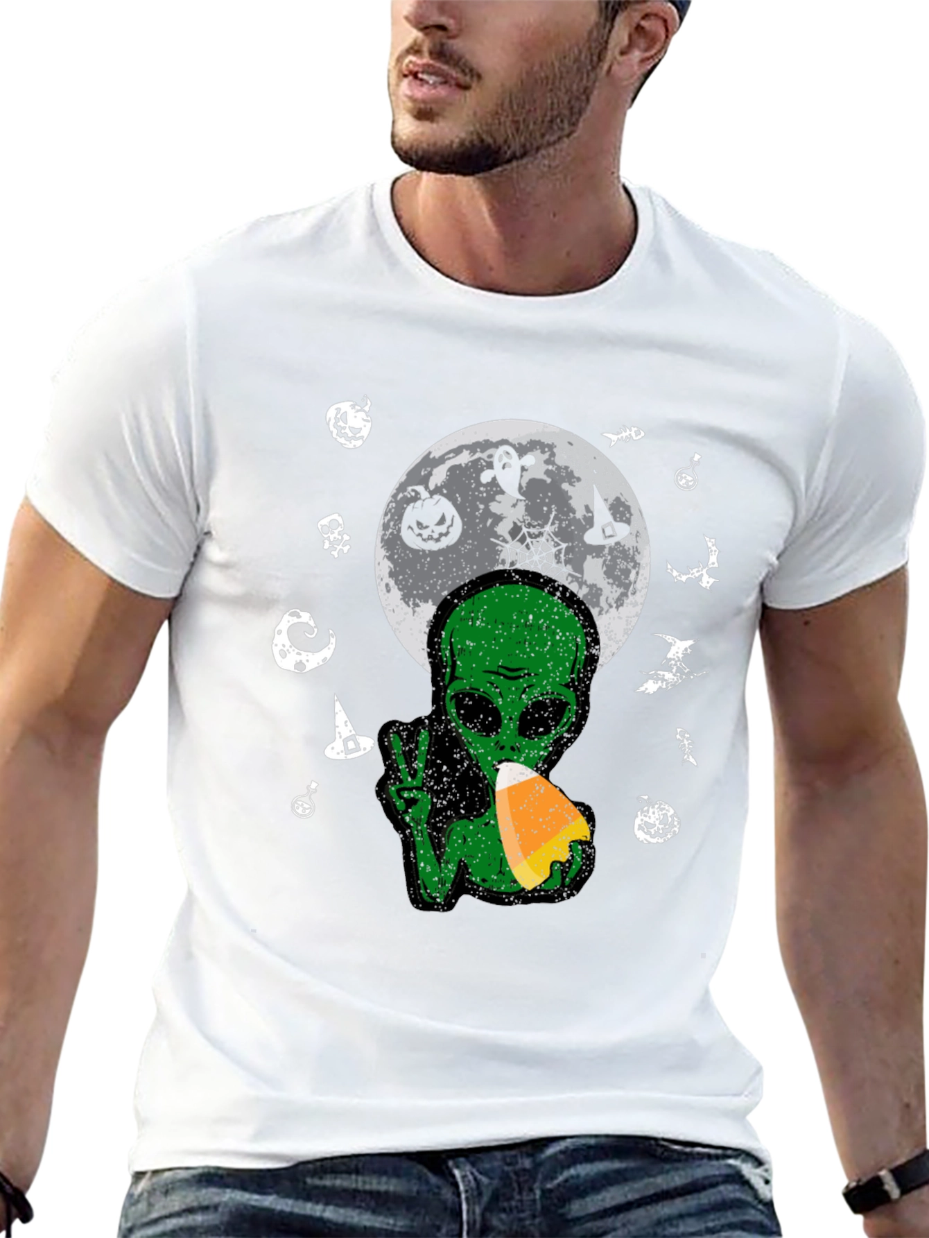 Alien Halloween Moon T-Shirt
