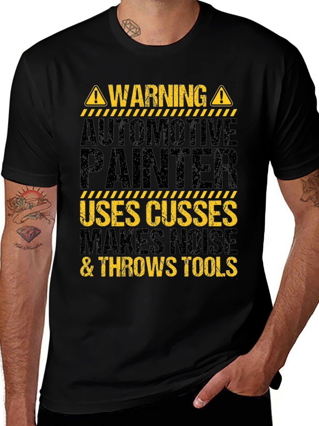 Warning Automotive Painter Black Graphic Tee