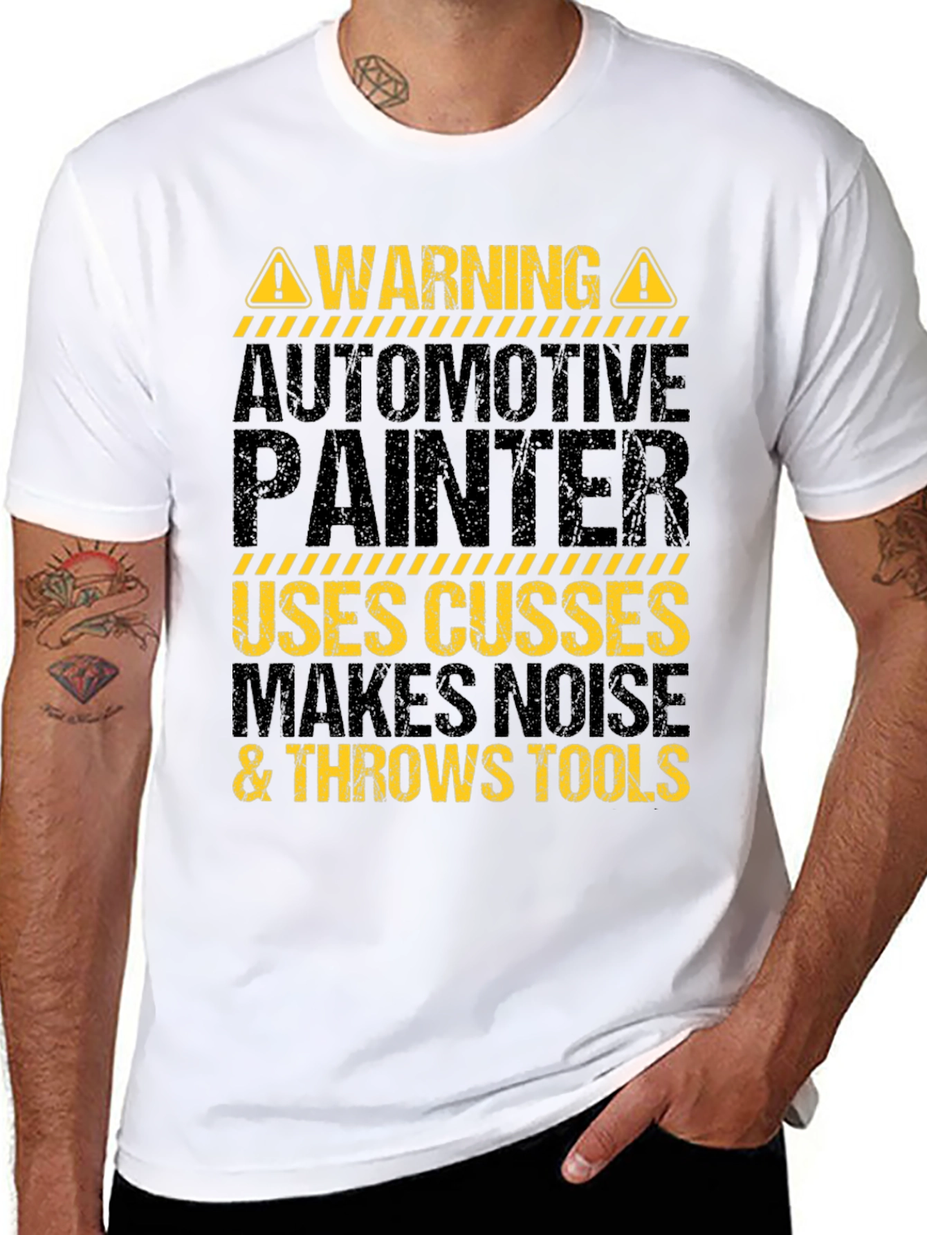Warning Automotive Painter Black Graphic Tee