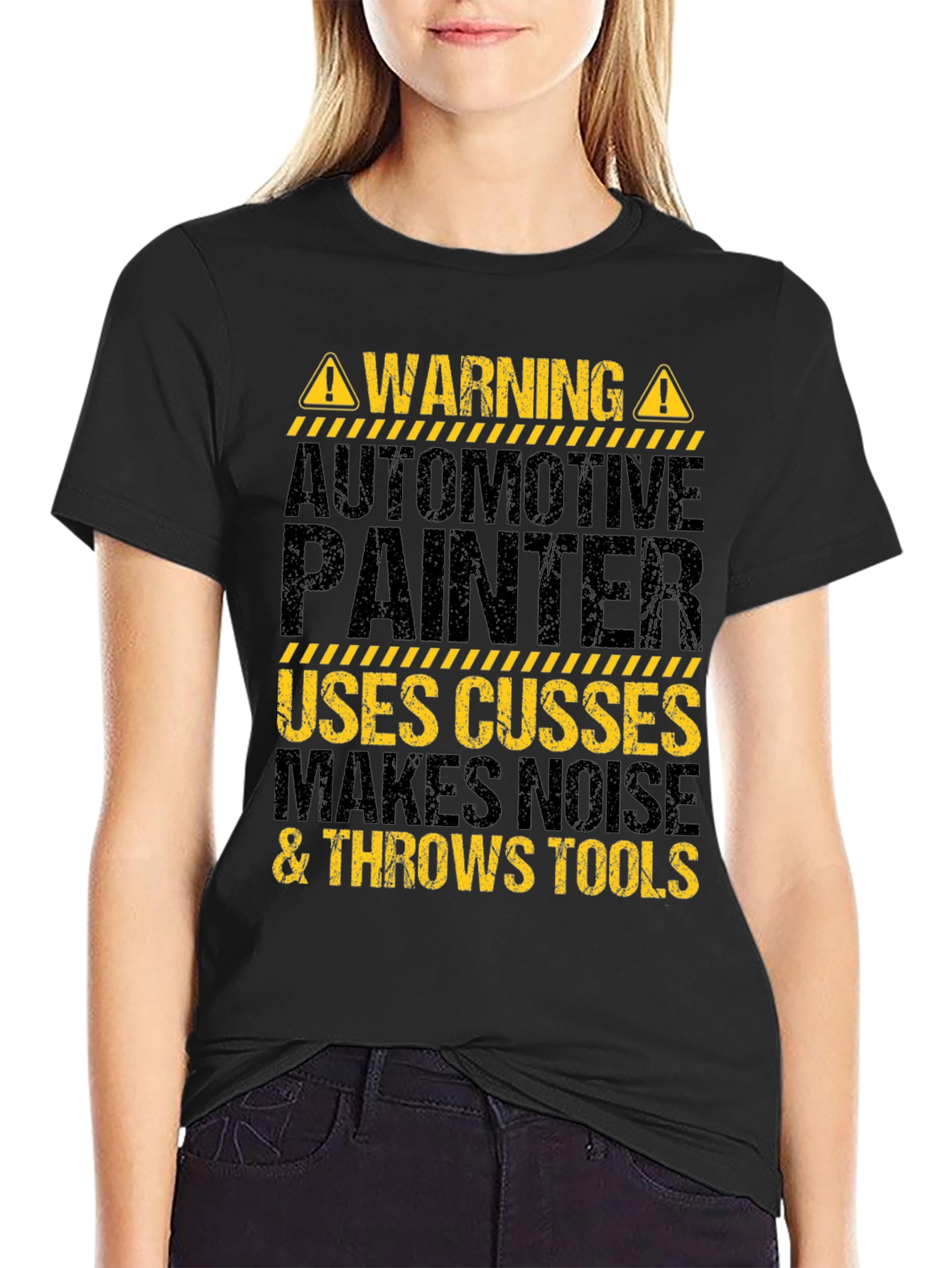 Warning Automotive Painter Black Graphic Tee