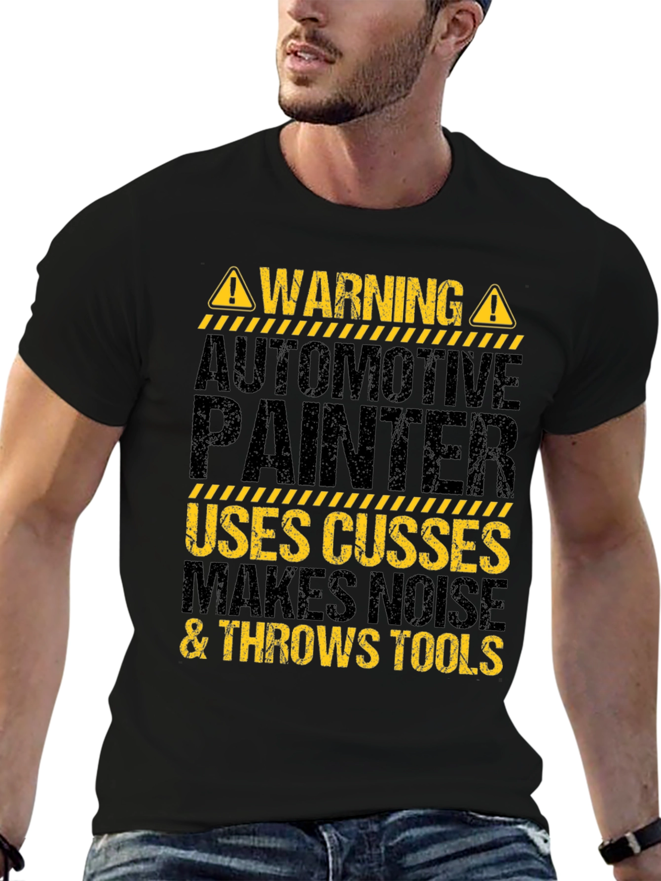 Warning Automotive Painter Black Graphic Tee
