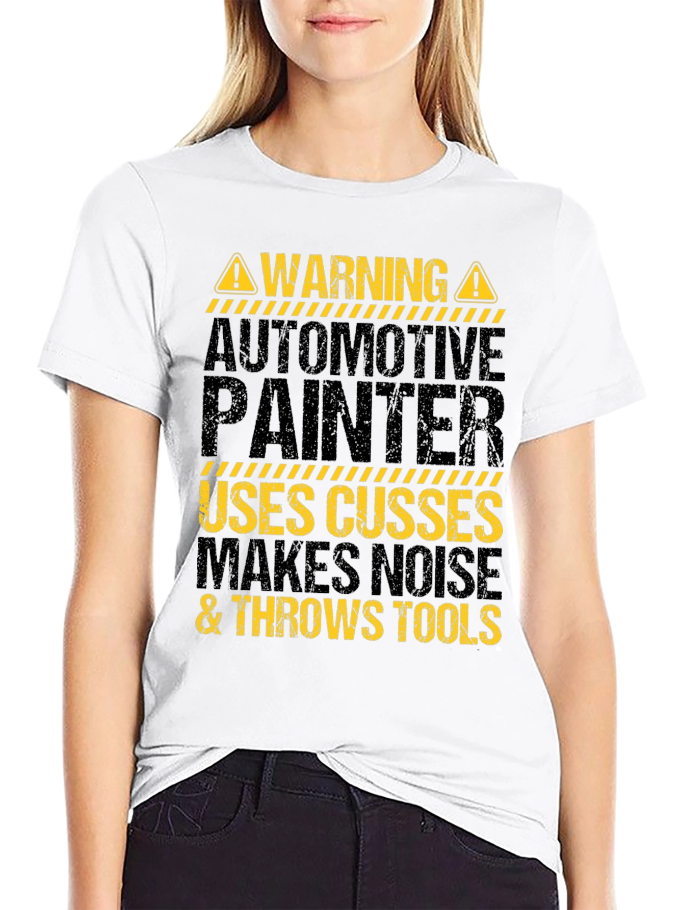 Warning Automotive Painter Black Graphic Tee