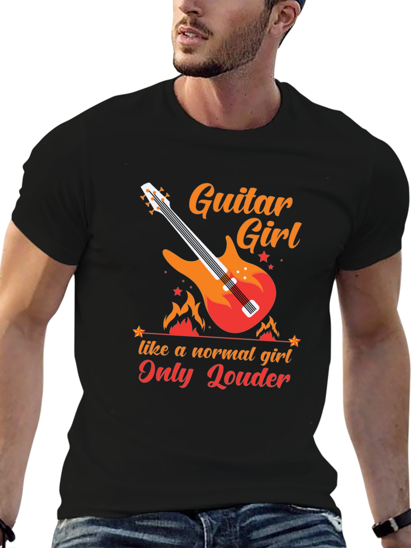 Guitar Girl Graphic Tee - Rocker T-Shirt