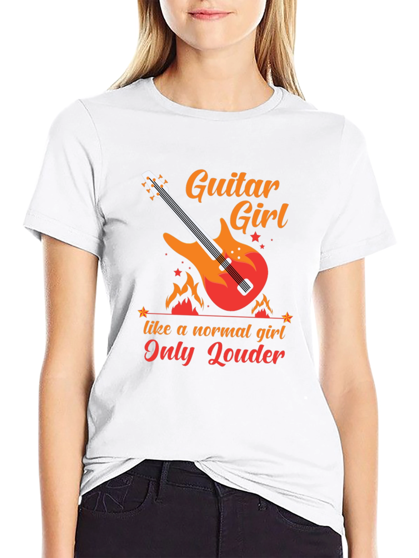 Guitar Girl Graphic Tee - Rocker T-Shirt