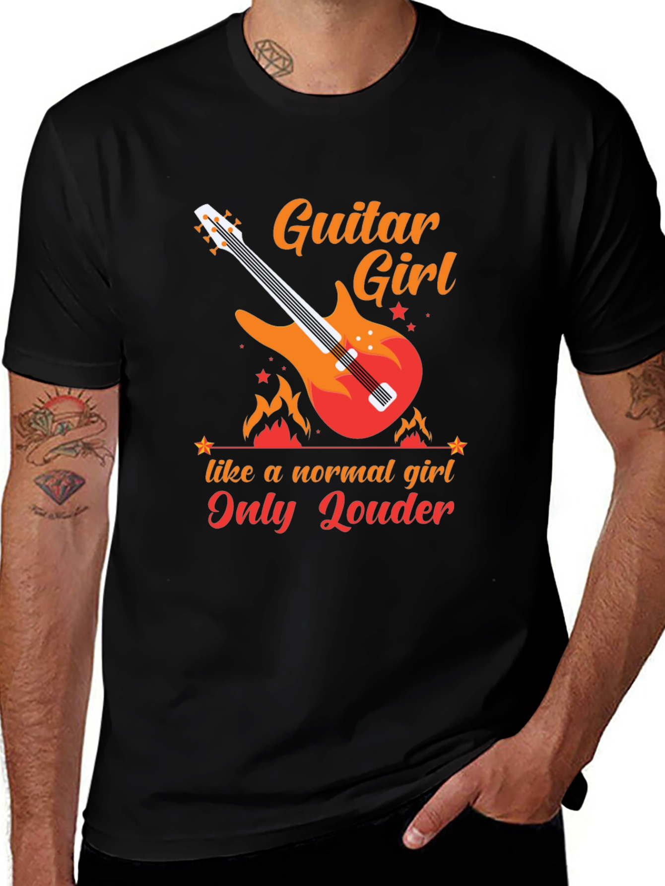 Guitar Girl Graphic Tee - Rocker T-Shirt