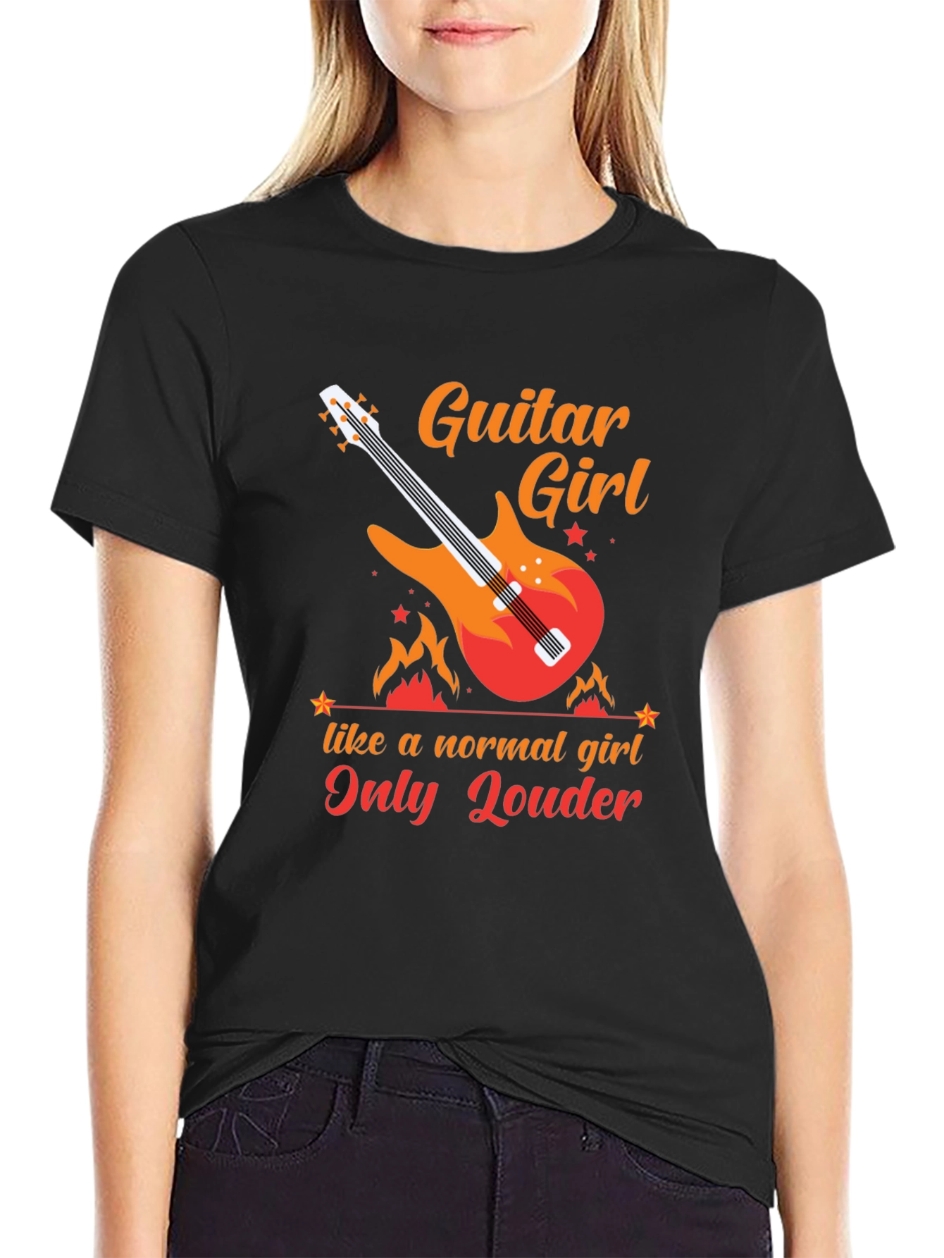 Guitar Girl Graphic Tee - Rocker T-Shirt