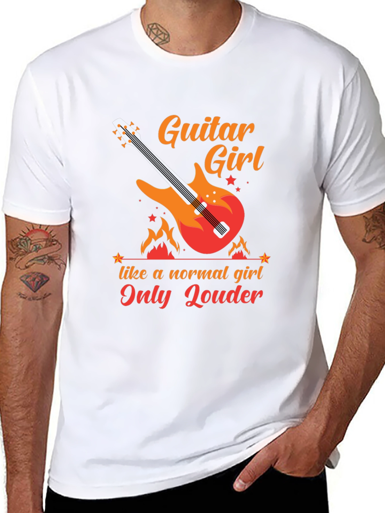 Guitar Girl Graphic Tee - Rocker T-Shirt