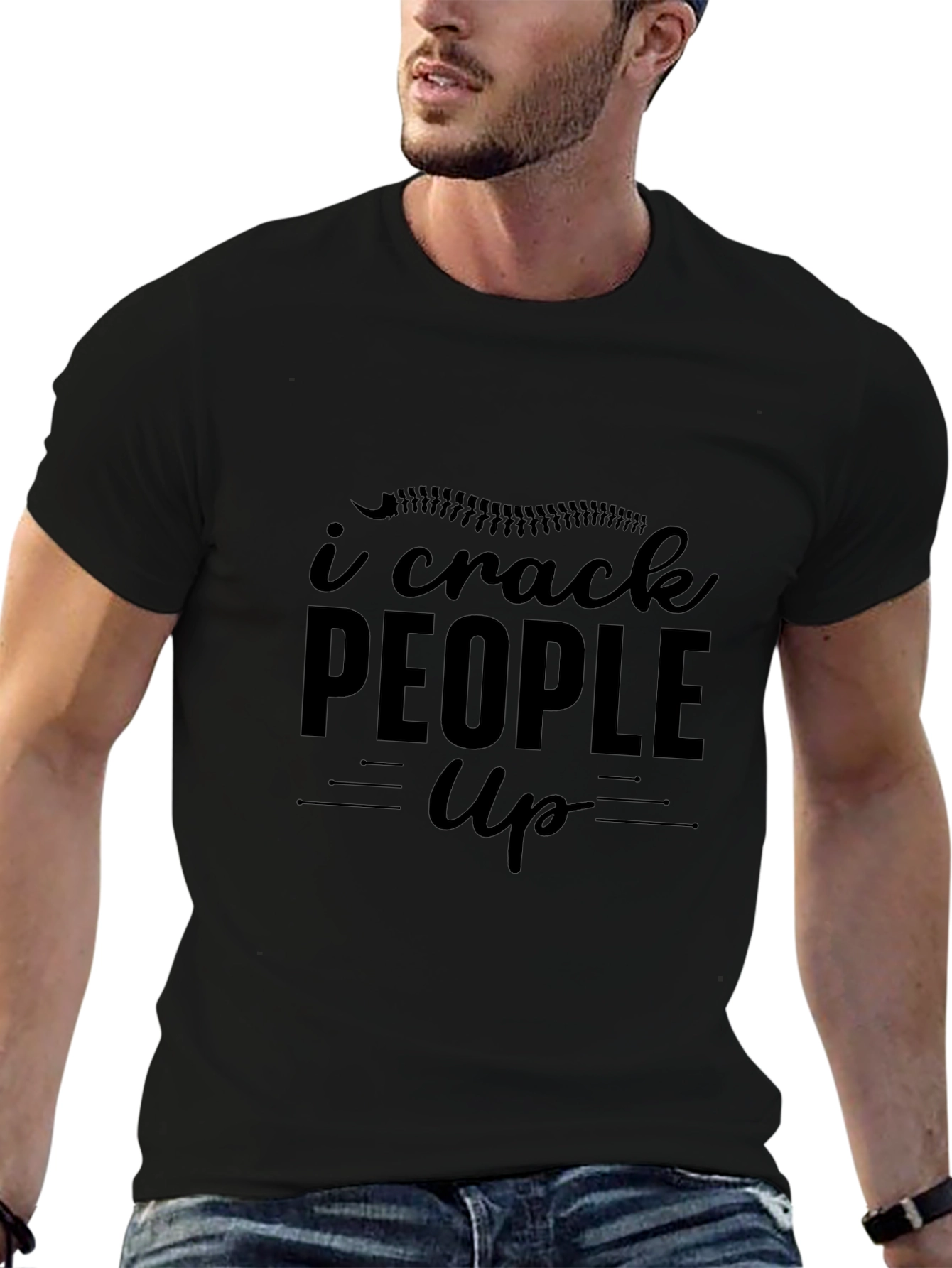 I Crack People Up Chiropractor Black T-Shirt