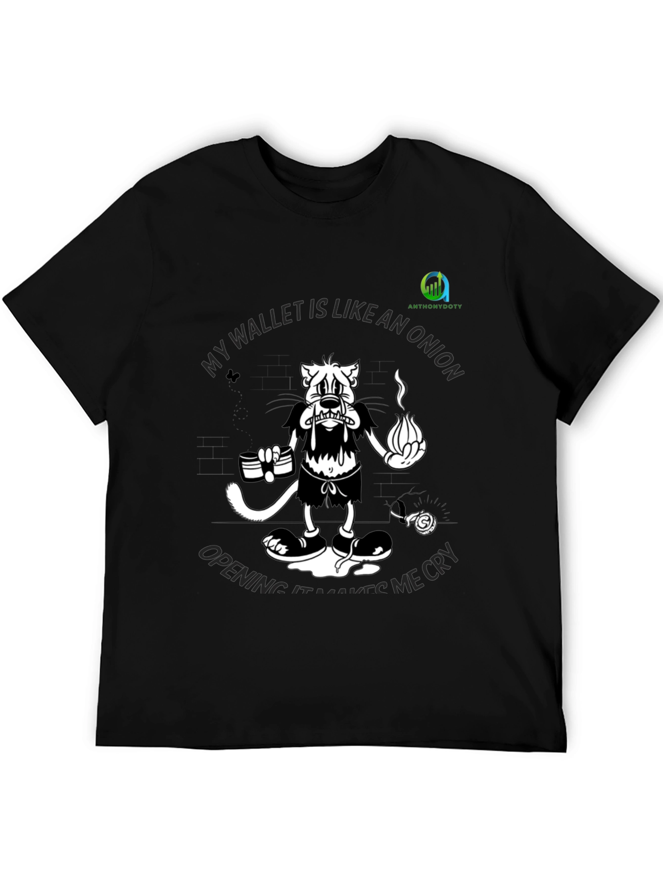 Funny Wallet Like An Onion Graphic Black T-Shirt