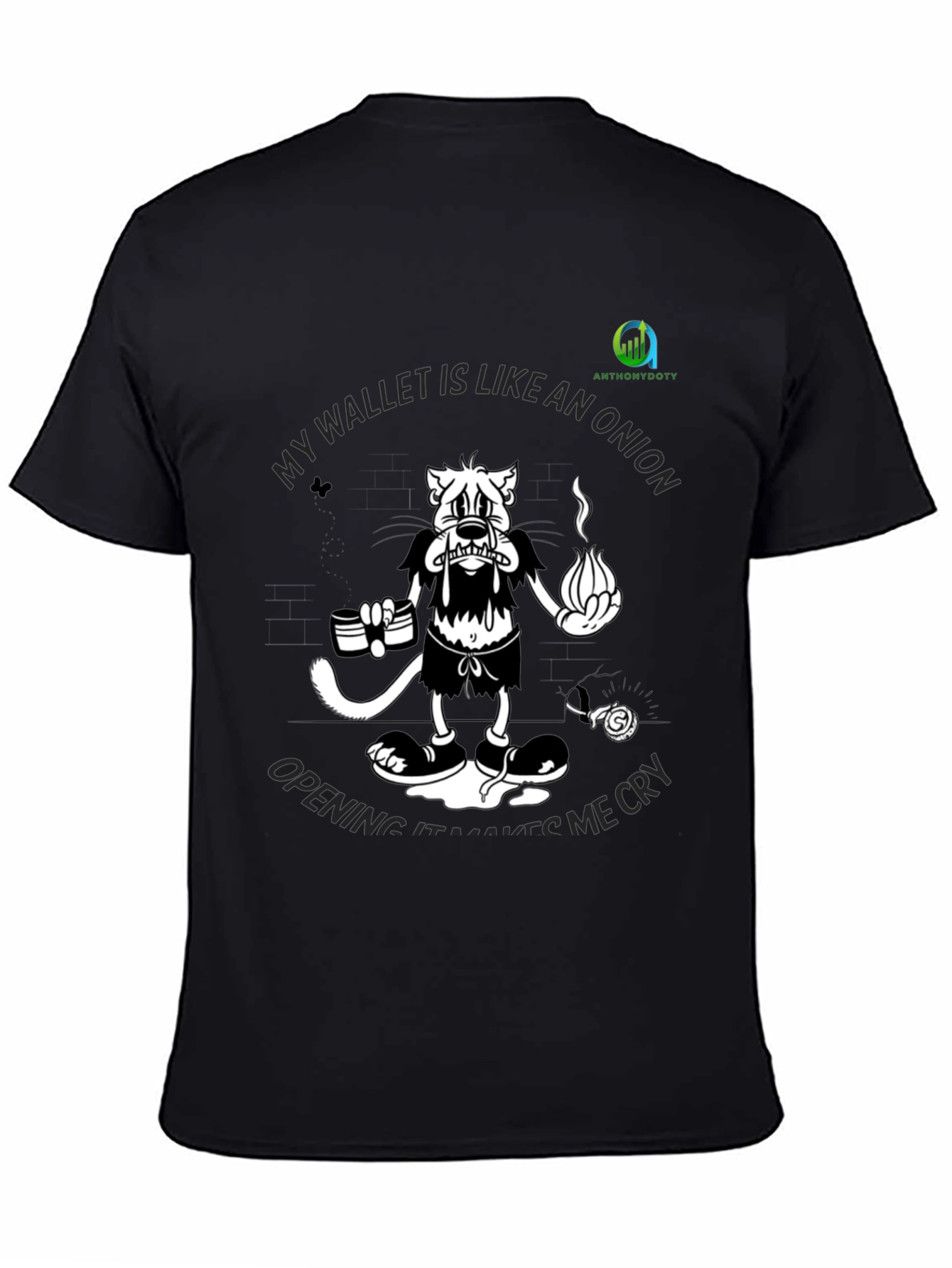 Funny Wallet Like An Onion Graphic Black T-Shirt
