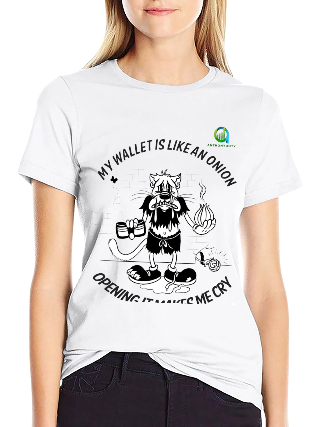 Funny Wallet Like An Onion Graphic Black T-Shirt